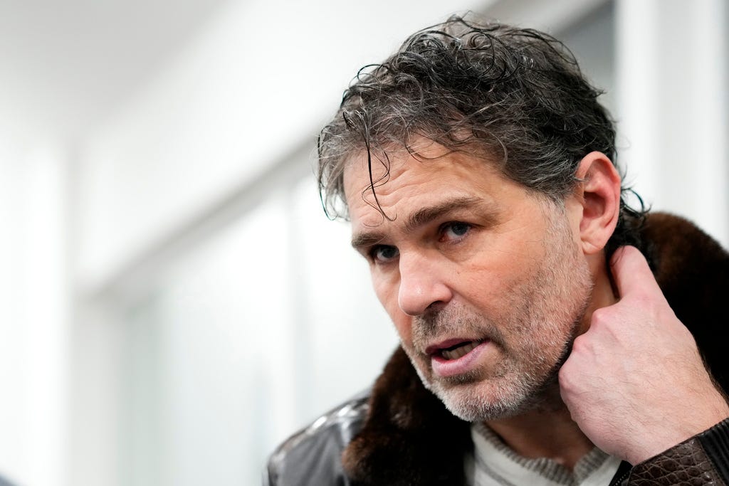 Jaromir Jagr answers a question during an interview on Thursday with The Associated Press in Kladno, Czech Republic,