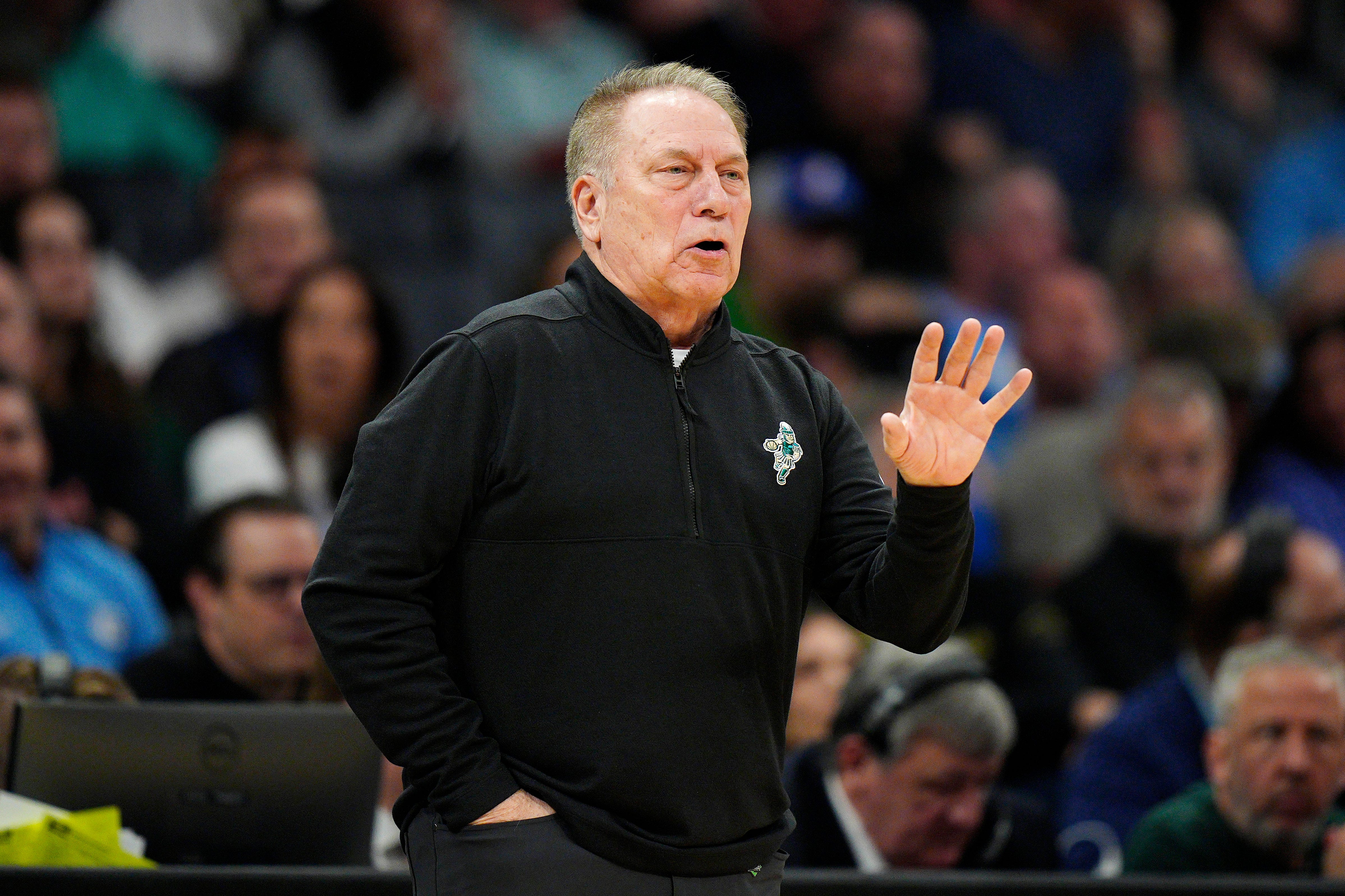 Michigan State head coach Tom Izzo reacts during the first half.