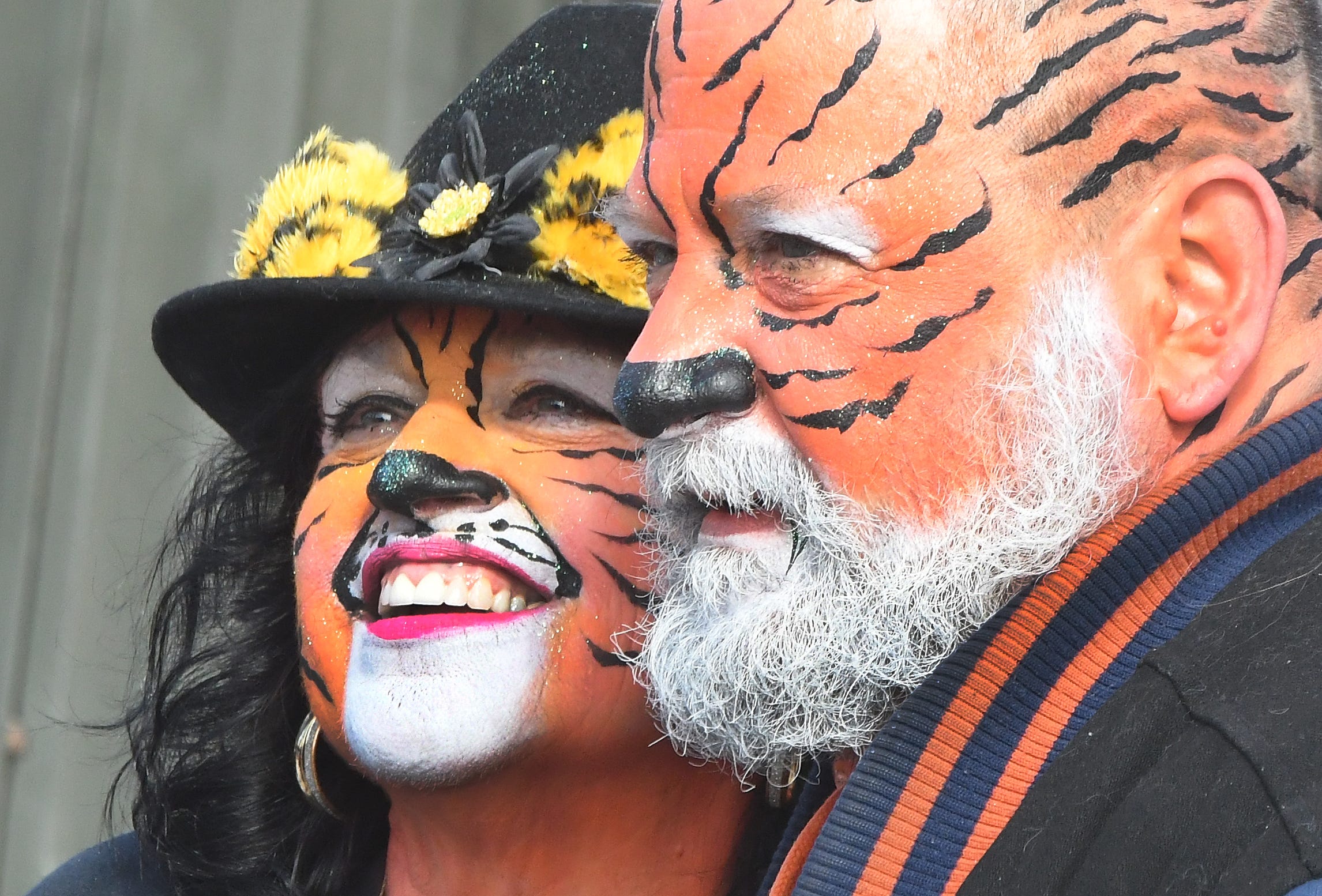 It wouldn't be an opening day without Pam and Tony Rinna of Southgate in their usual full faceprint before the first pitch on Opening Day. MLB Detroit Tigers opening day against the Boston Red Sox at Comerica Park in Detroit, Michigan on April 7, 2017.