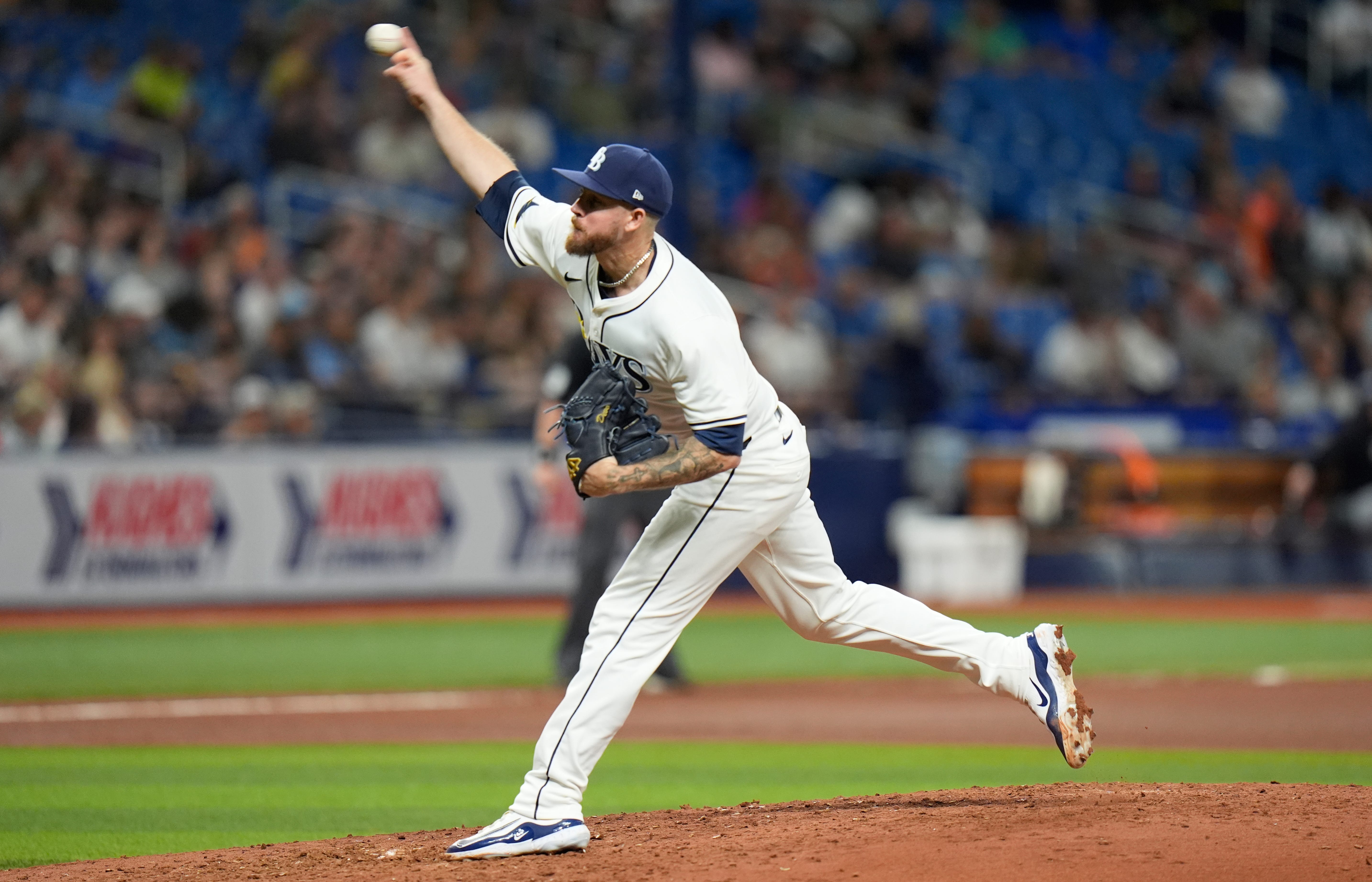 Tampa Bay Rays relief pitcher Chris Devenski against the Detroit Tigers during the seventh inning.