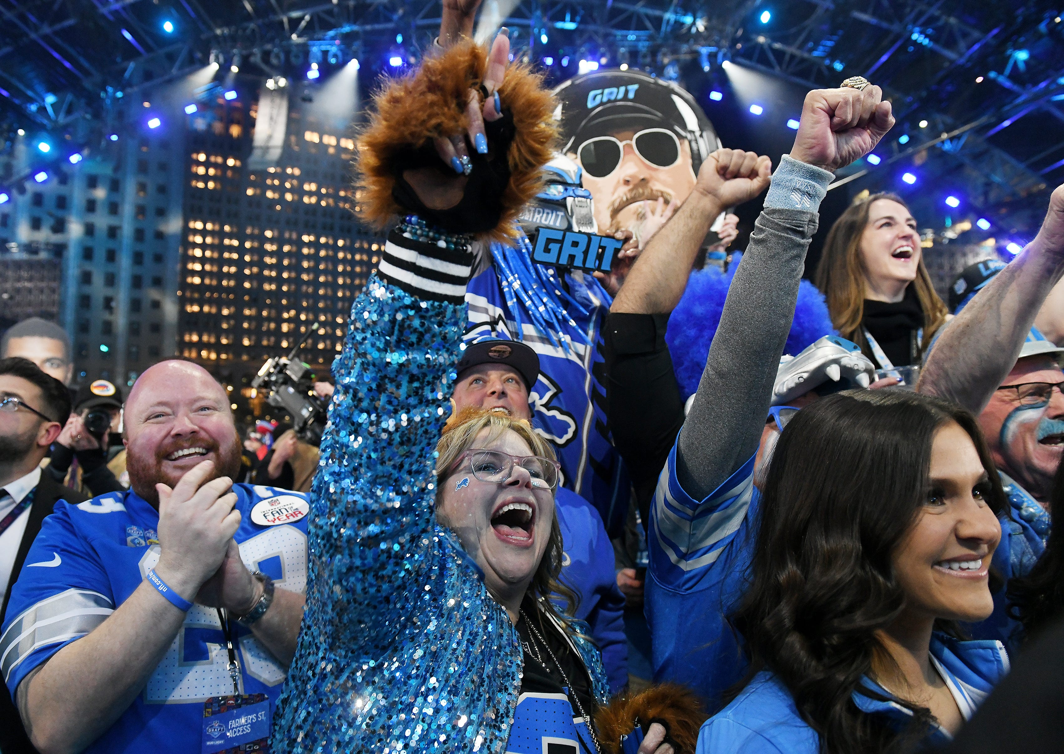 Lions fans react to the pick of Alabama cornerback Terrion Arnold in the first round of the NFL Draft in Detroit.