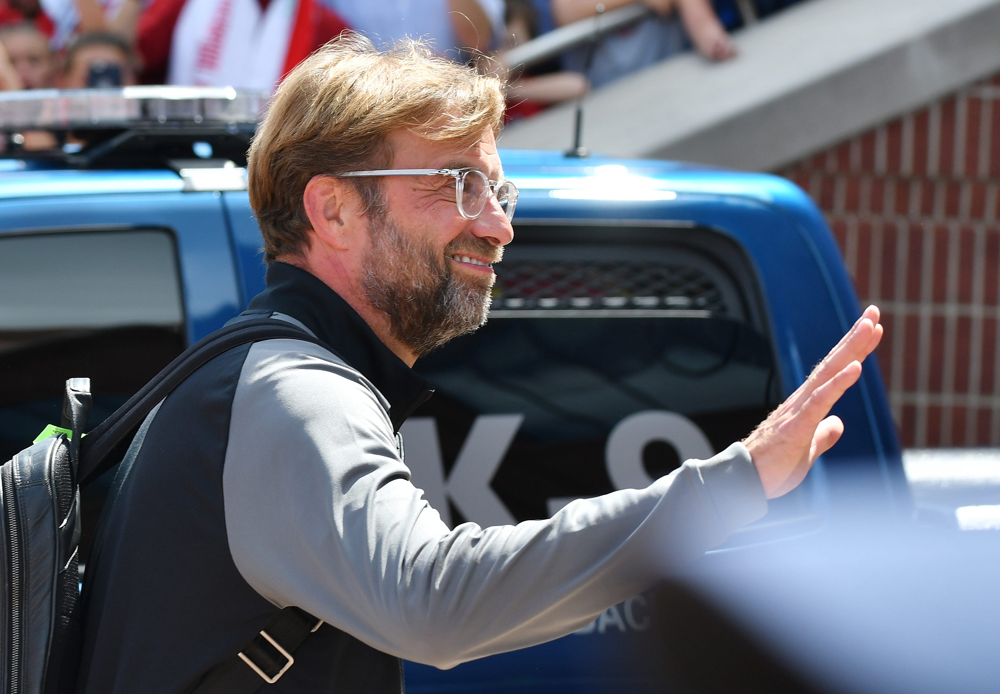 Liverpool head coach Jurgen Klopp arrives to the stadium.