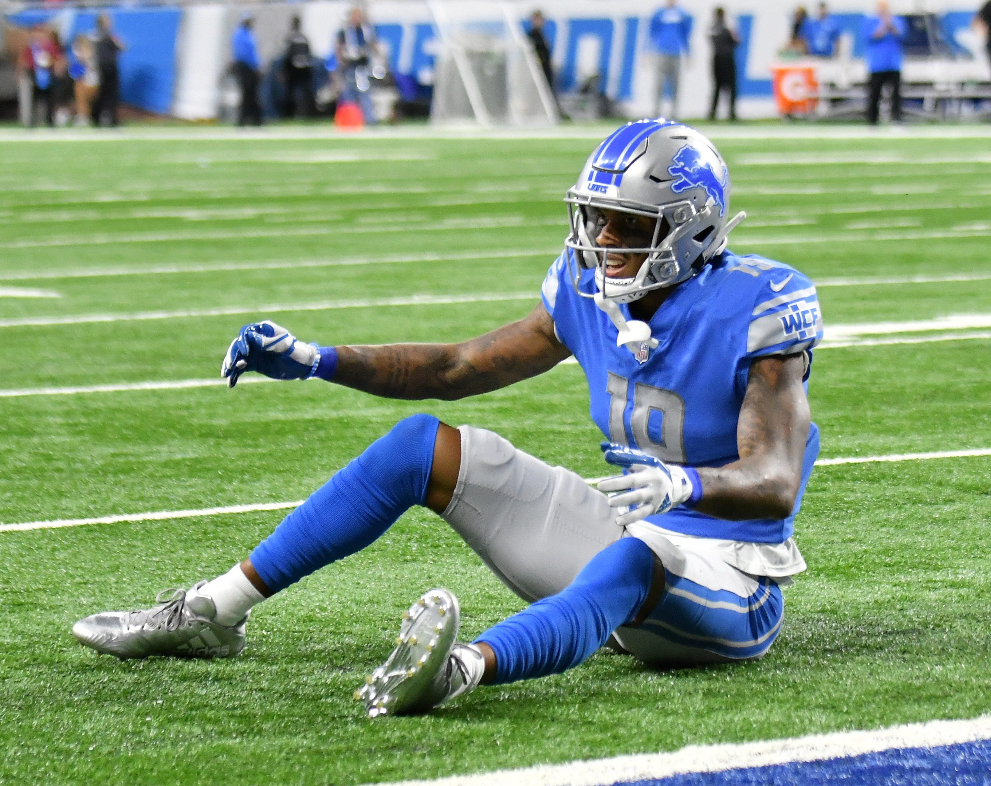 Lions' Kenny Golladay after the play at the goal line in the second quarter.