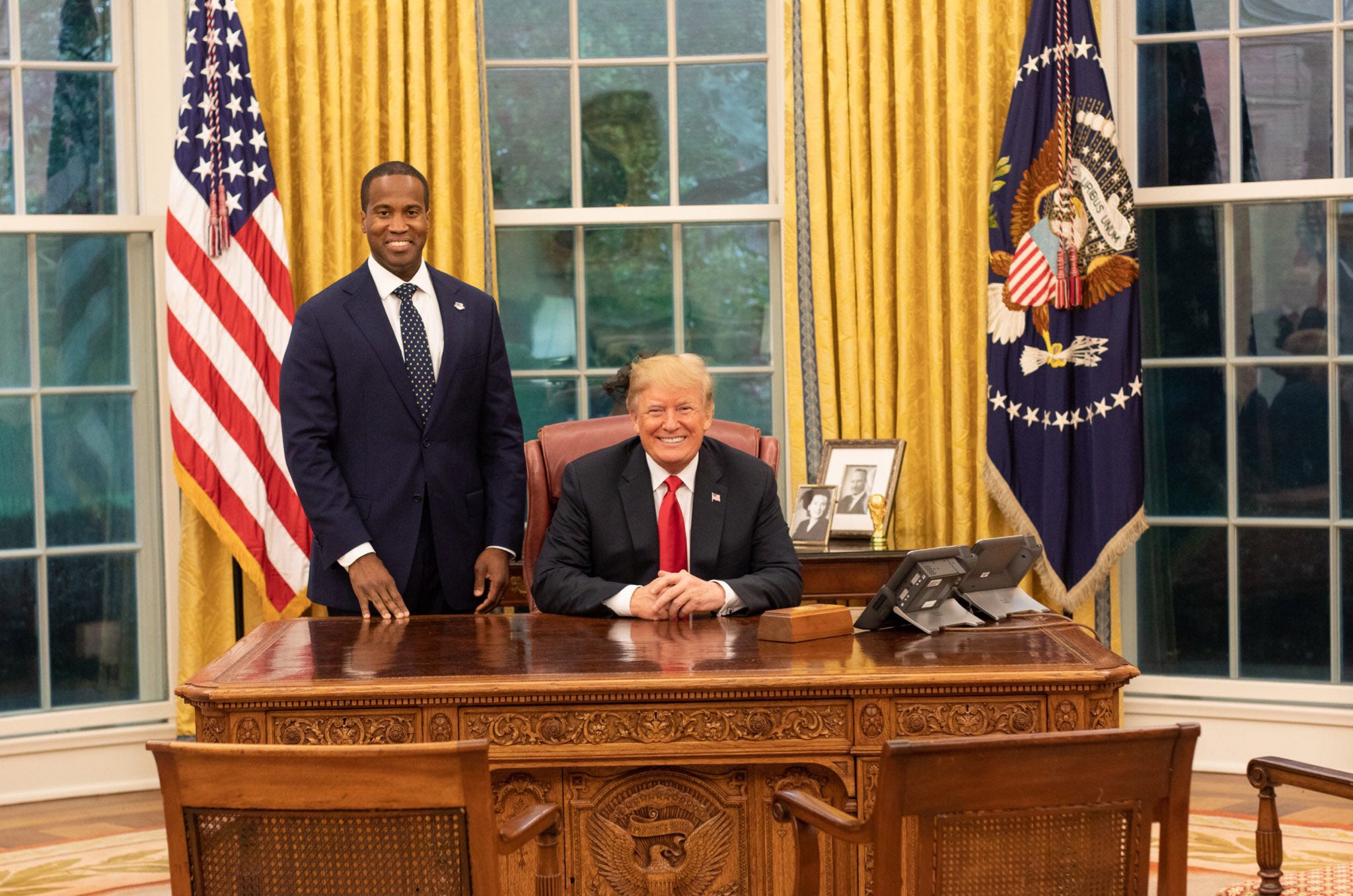 John James visited with President Donald Trump in the White House on Sept. 17, 2018.