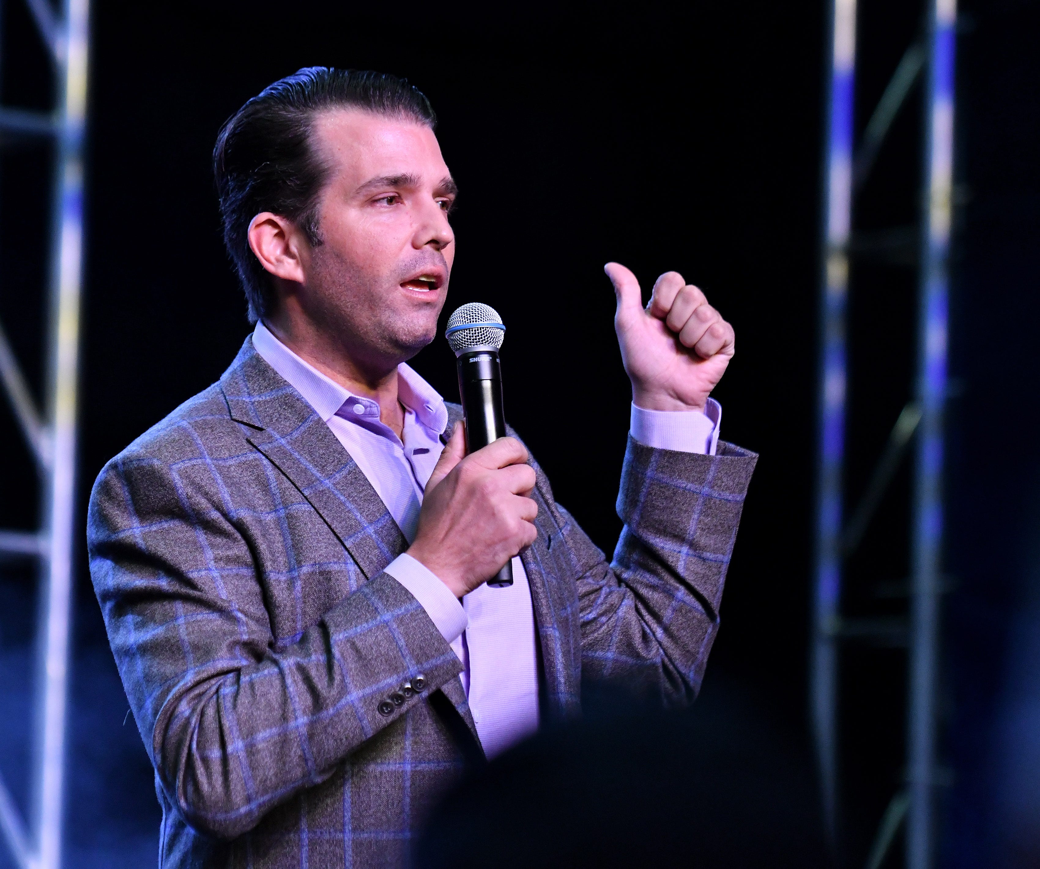 Donald Trump, Jr. speaks during the rally.