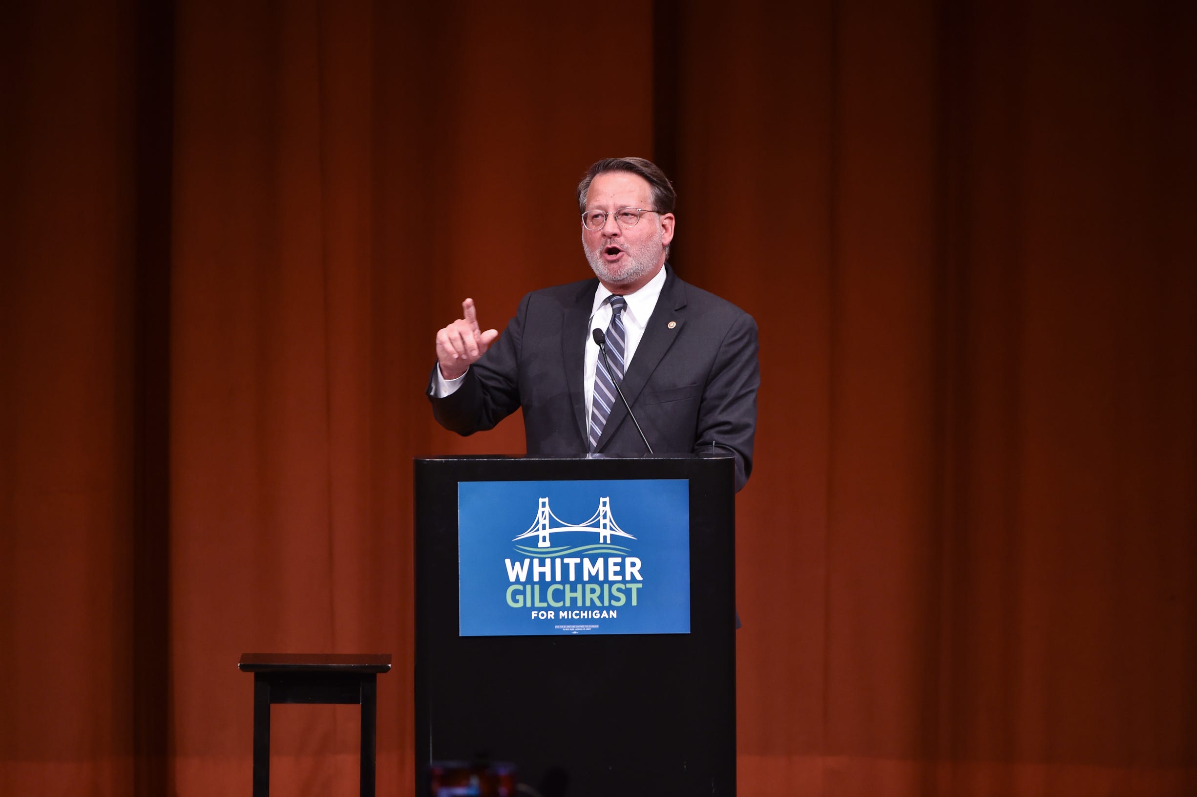 U.S. Sen. Gary Peters, D-Bloomfield Township, addresses the rally.