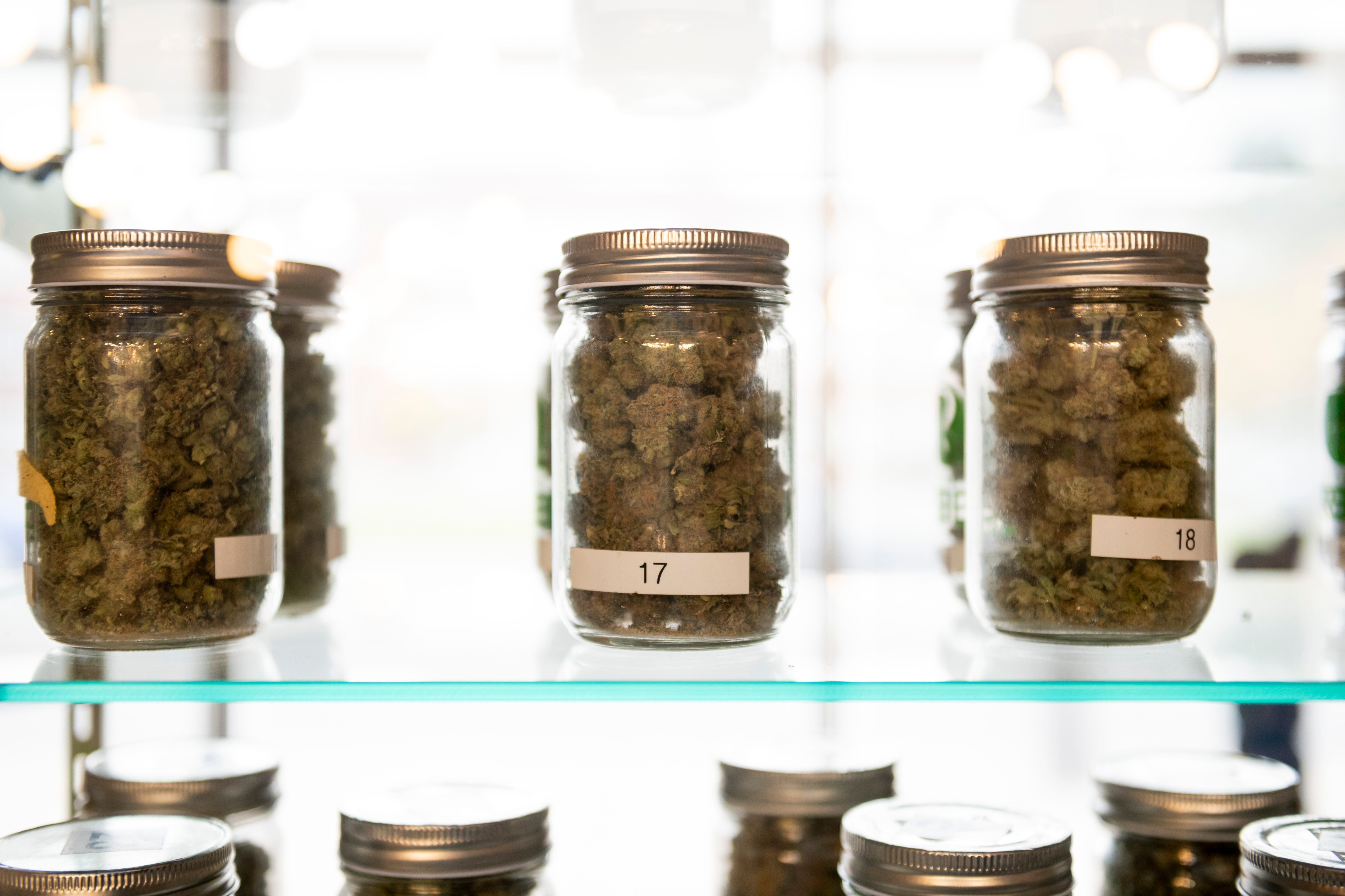 Marijuana for sales inside a Detroit marijuana dispensary. (David Guralnick / The Detroit News)