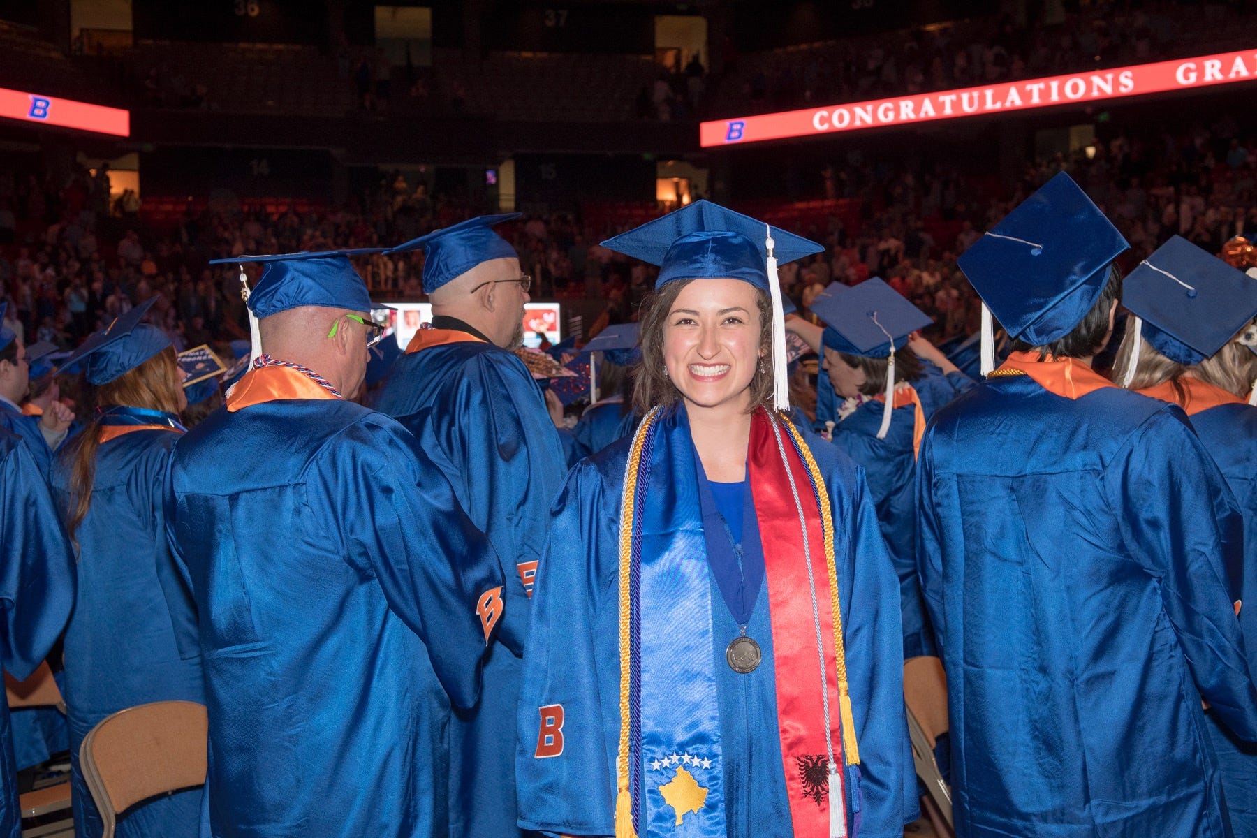 Rachel Gallina at her spring commencement at Boise State University.