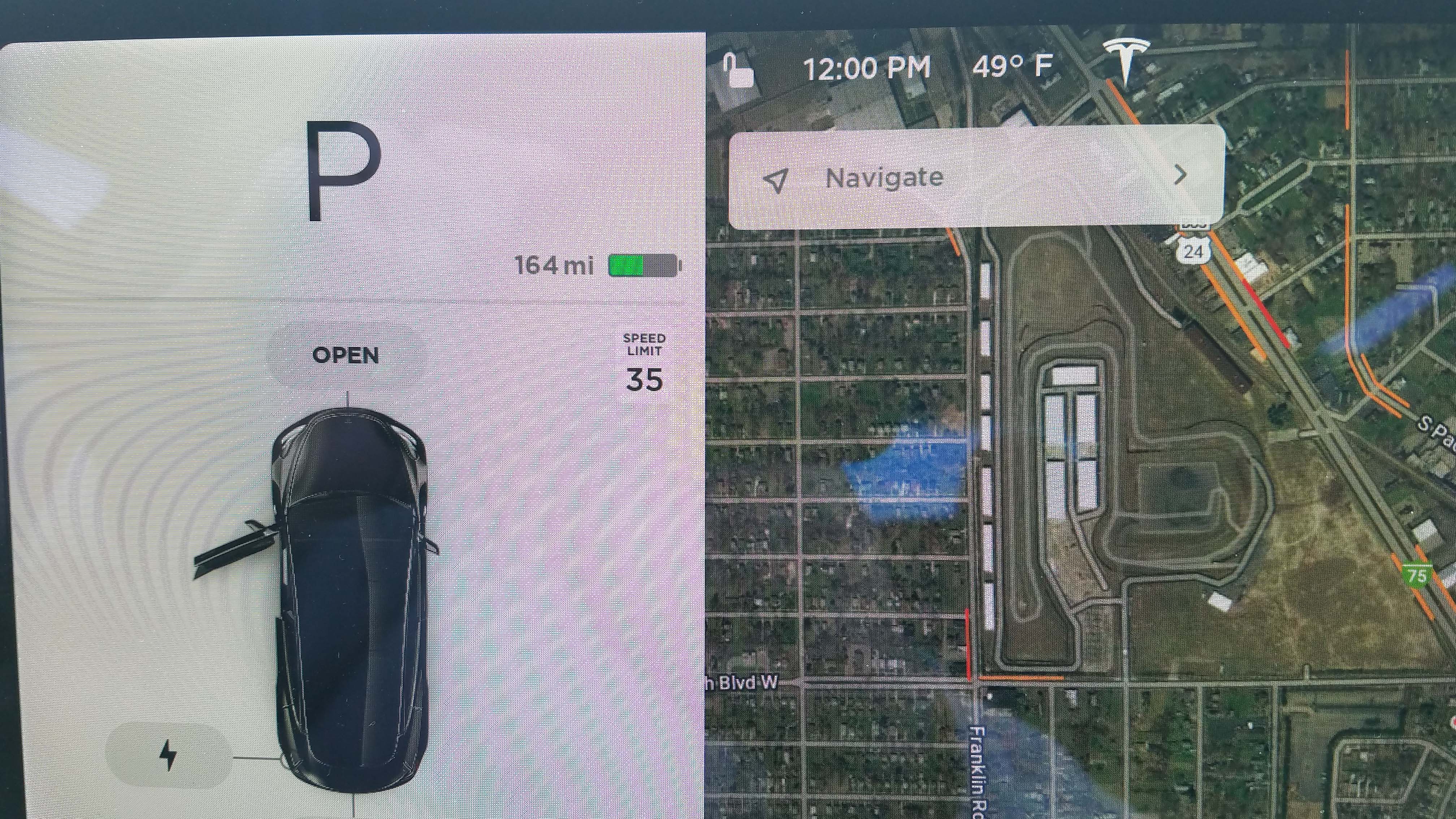 The Tesla Model 3 features a very detailed Google Earth map in the screen.
