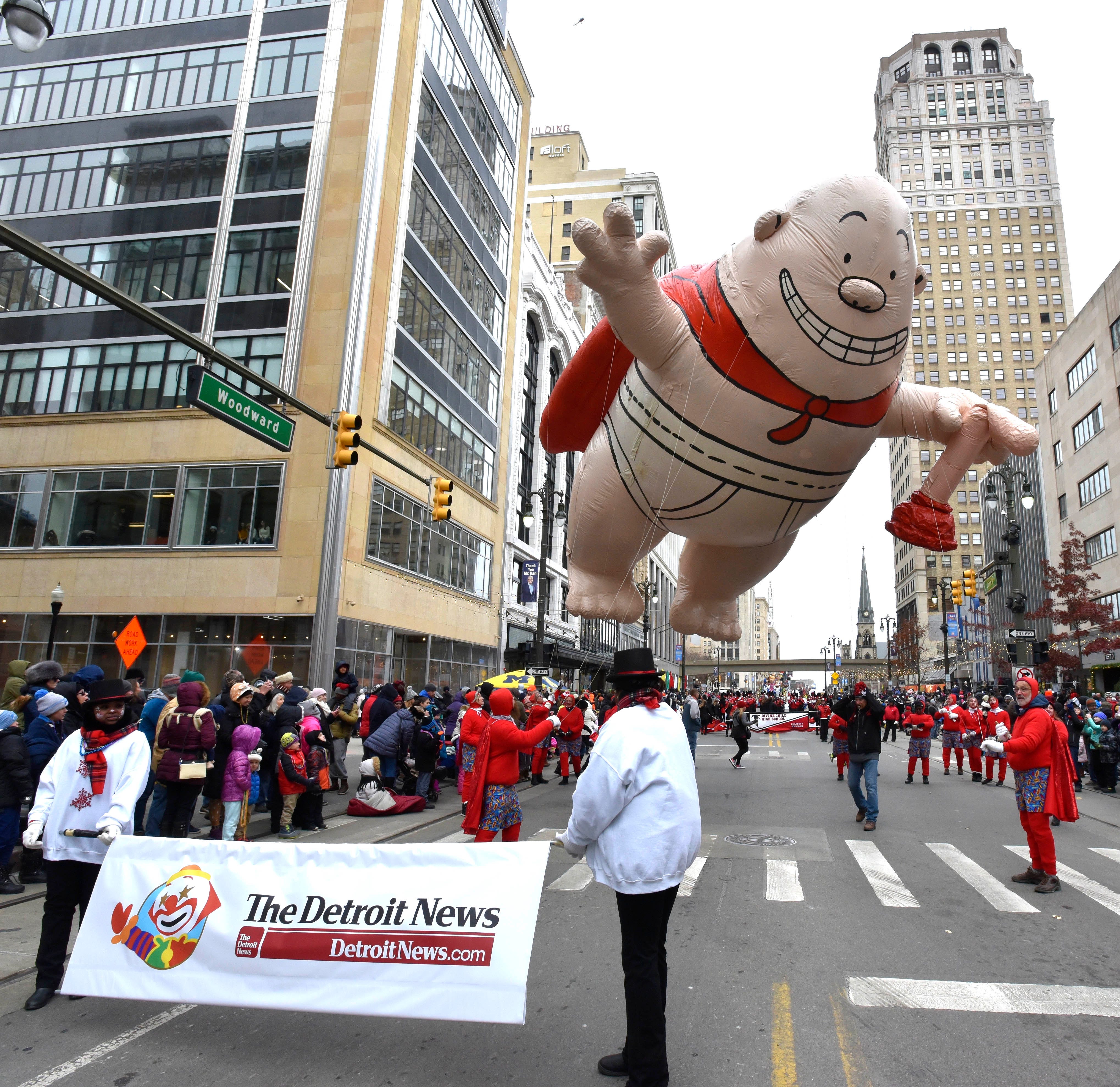 The Captain Underpants balloon is sponsored by The Detroit News.