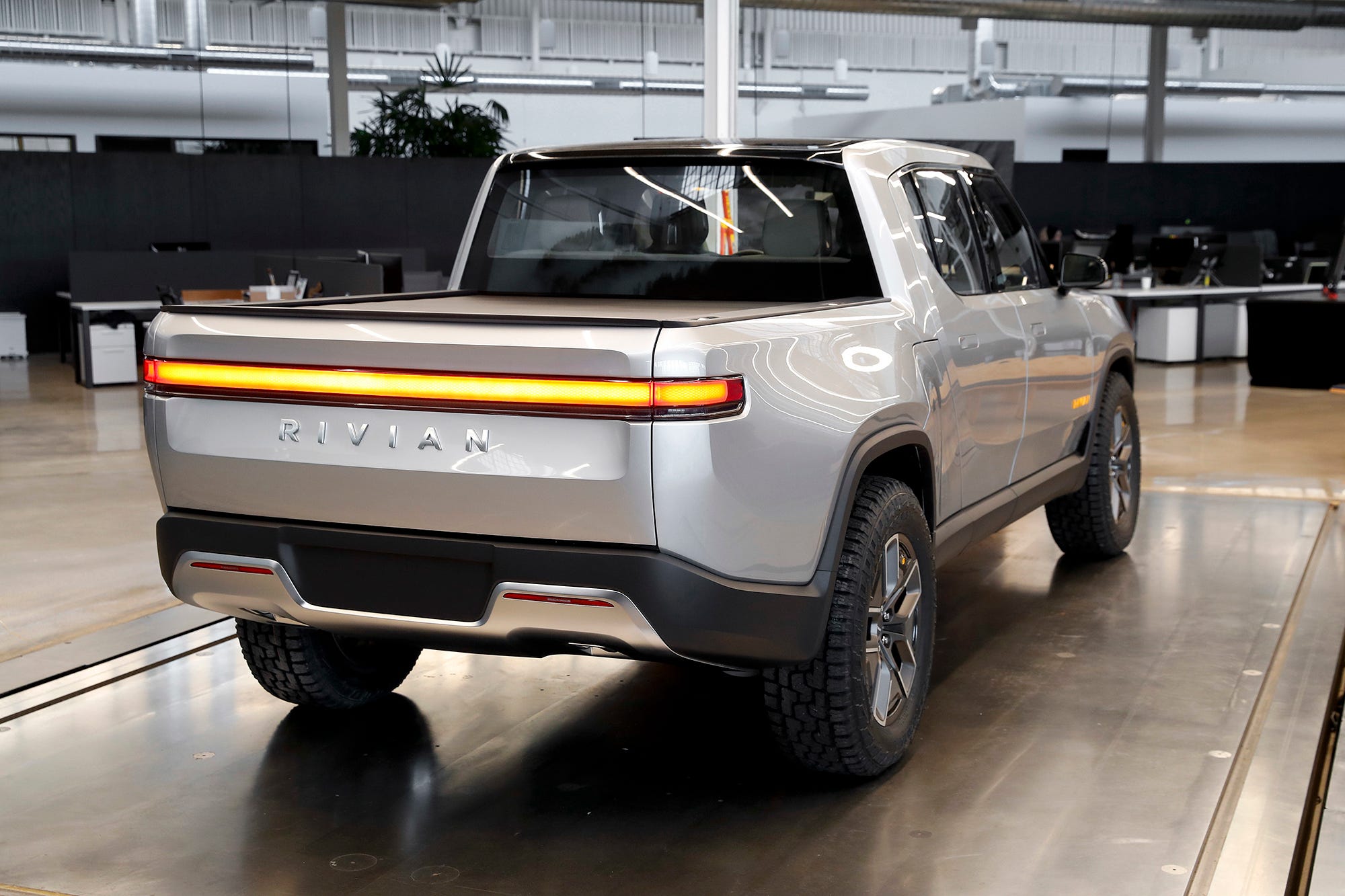 This Wednesday, Nov. 14, 2018, photo shows a Rivian R1T at Rivian headquarters in Plymouth, Mich.