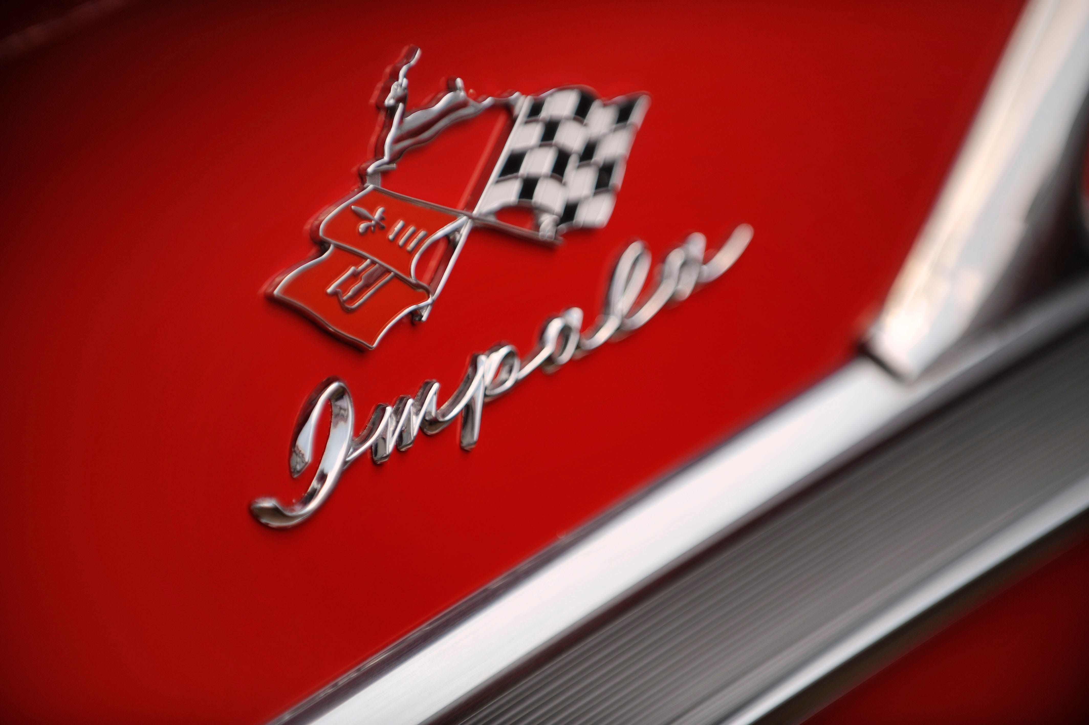 The logo from a "Viper Red" 1958 Chevy Impala at the annual Woodward Dream Cruise in Royal Oak, Michigan on Aug. 15, 2009.