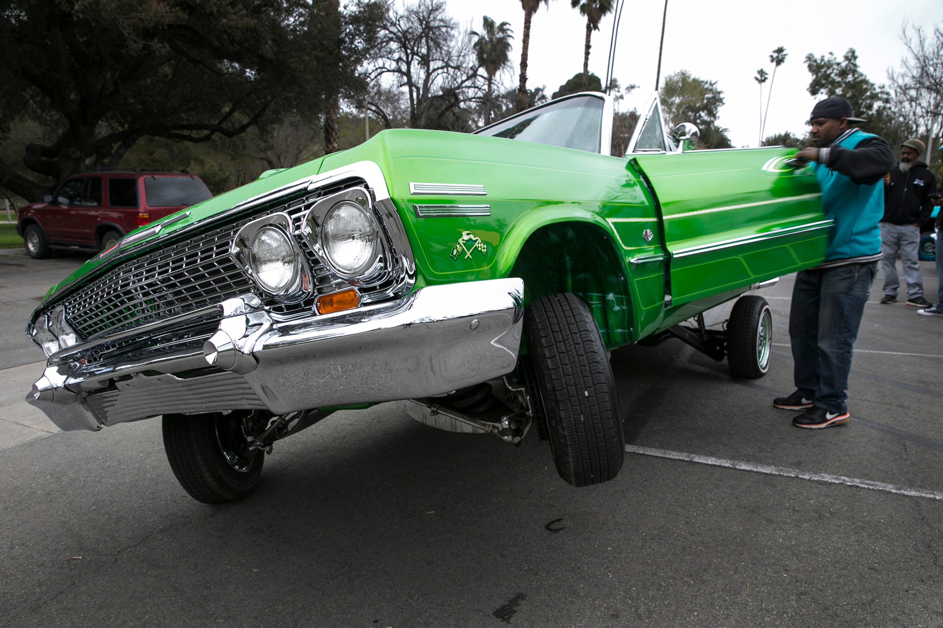 A modified 1963 Chevy Impala during the Ultimate Riders Car Club at Fairmount Park  in Riverside, Calif, March 5, 2017
