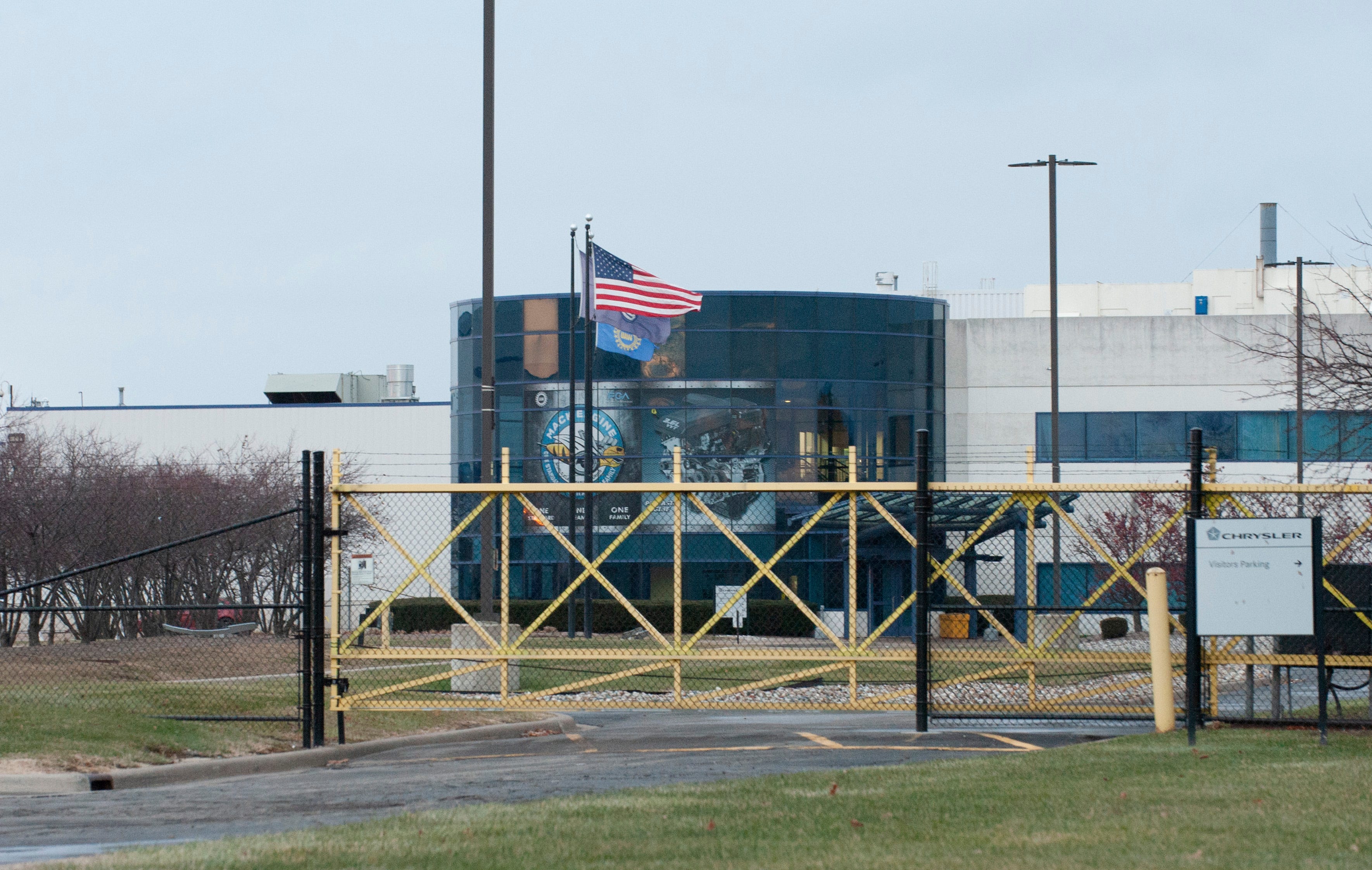 The entrance to Fiat Chrysler Automobiles' Mack Avenue Engine plant in Detroit is seen on Thursday.  FCA plans to convert the idle Mack Avenue Engine II, idle since 2012, as an assembly plant to build a new three-row Jeep Grand Cherokee for the model year 2021.