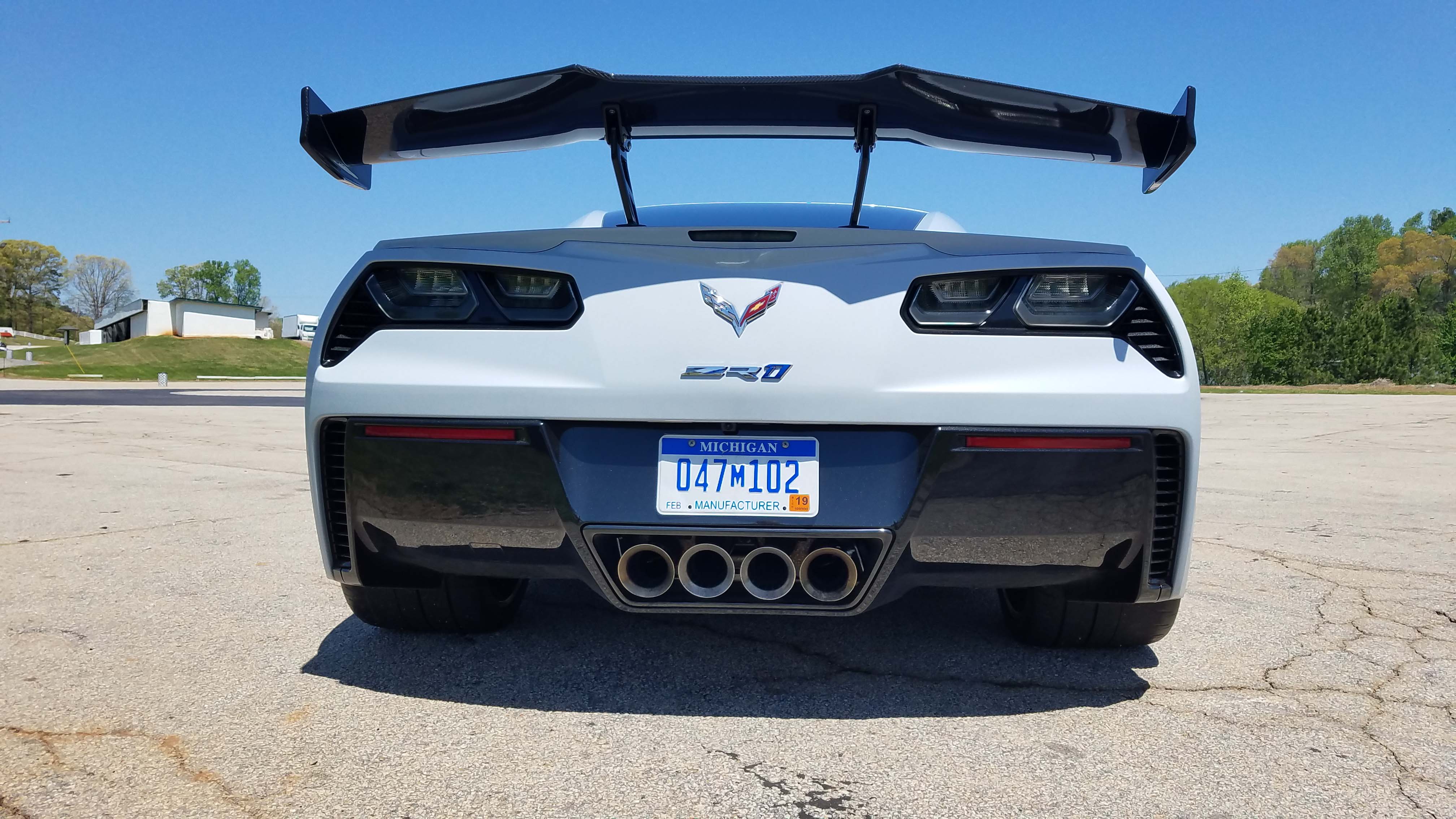 The optional high wing on the Corvette ZR1 helps produce nearly 1,000 pounds of downforce for better stick.
