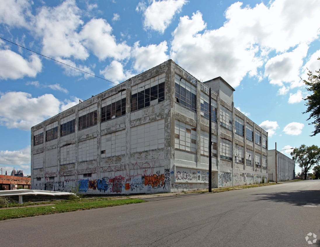 This Corktown warehouse at 1800 18th Street near the Ford train station has been bought by an entity linked to Dan Gilbert’s Bedrock Detroit real estate firm.