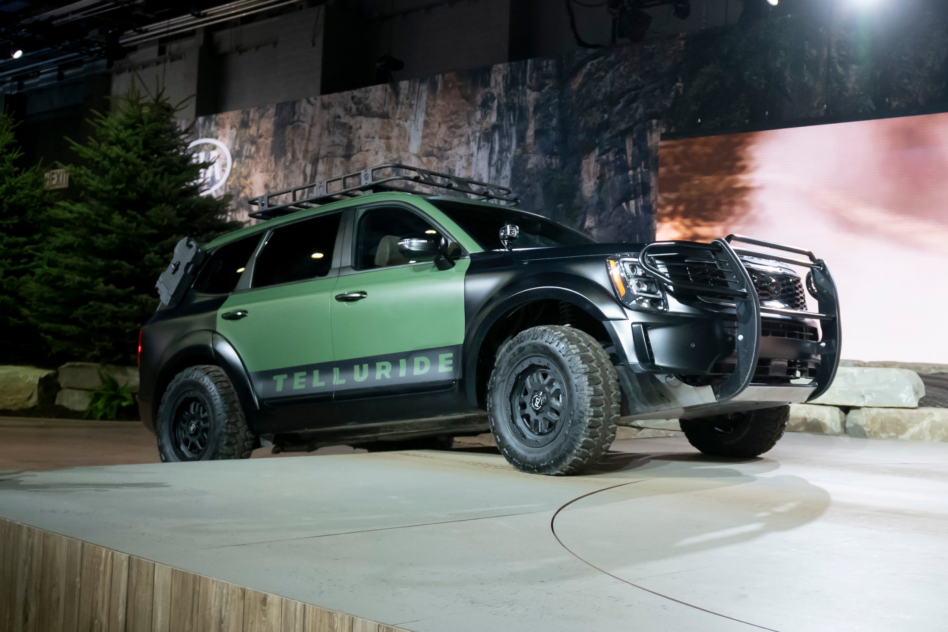 The 2020 Kia Telluride is driven on an off-road course during its introduction.