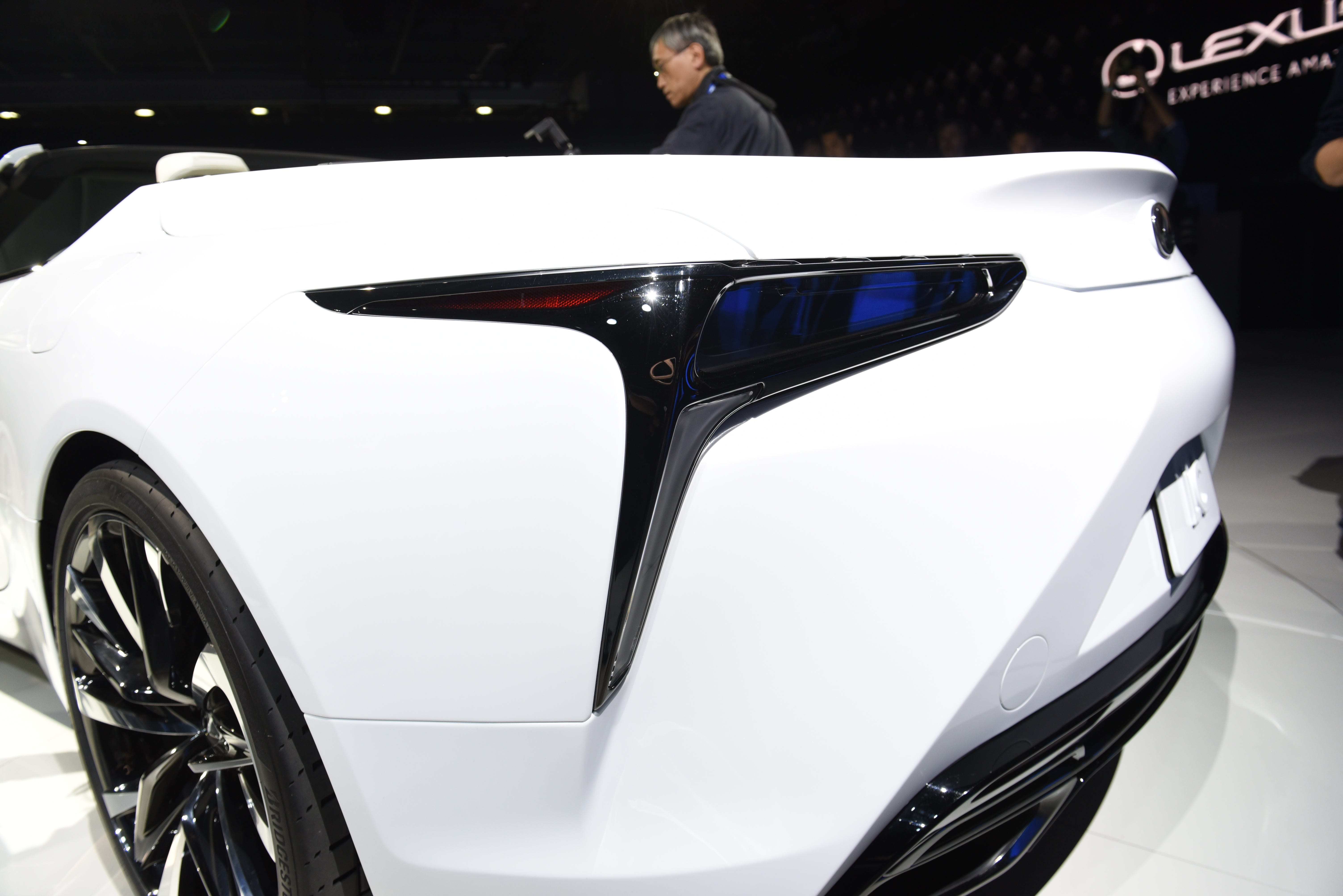 The Lexus LC Convertible concept shows off its unique rear tail-lights.