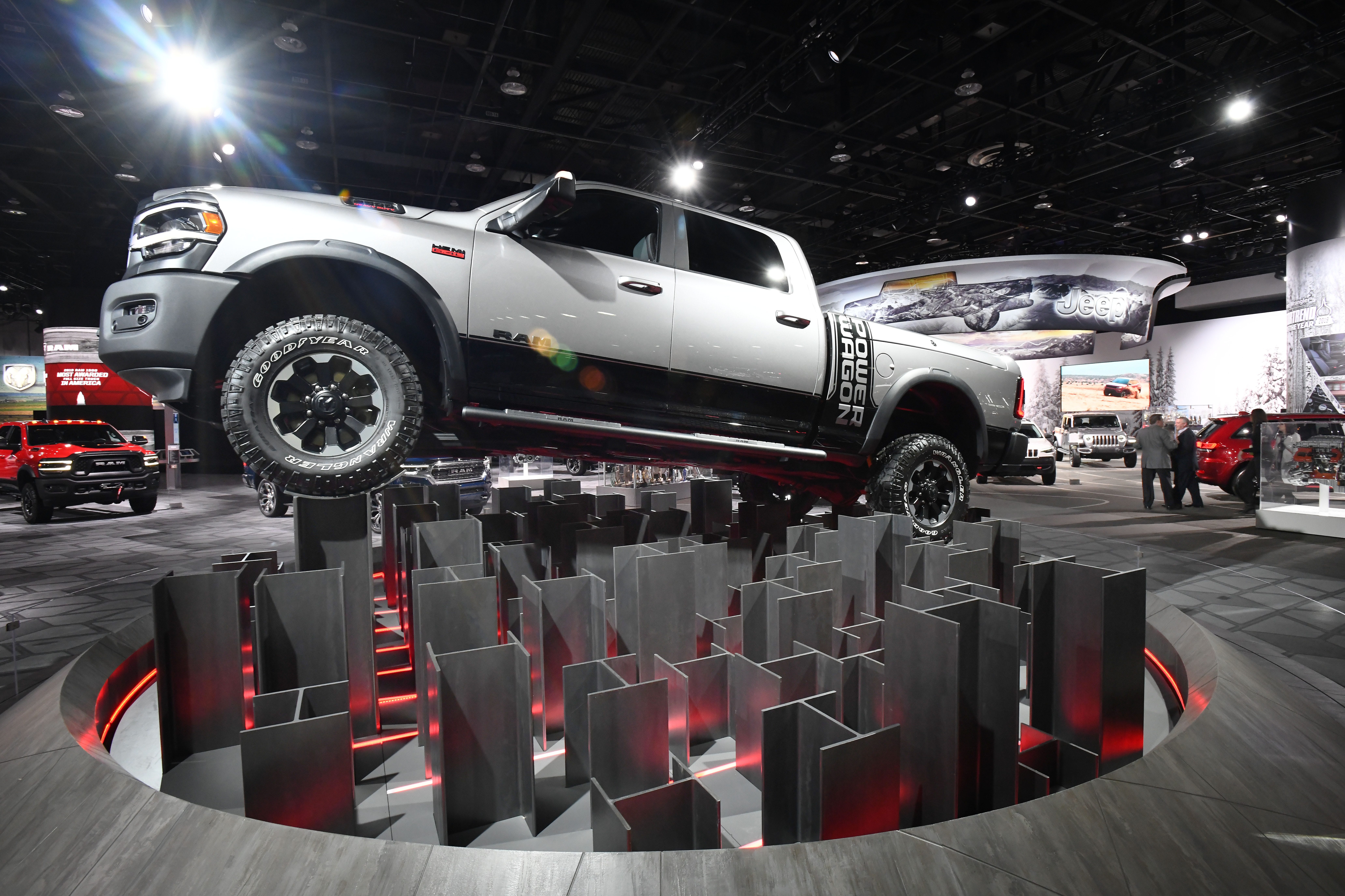 A Ram 2500 Power Wagon is on display Tuesday at the Detroit auto show. The EPA  certified the emission of this heavy-duty pickup but the continuing shutdown of the federal government has suspended emissions certification of Ram's 3500 pickup.