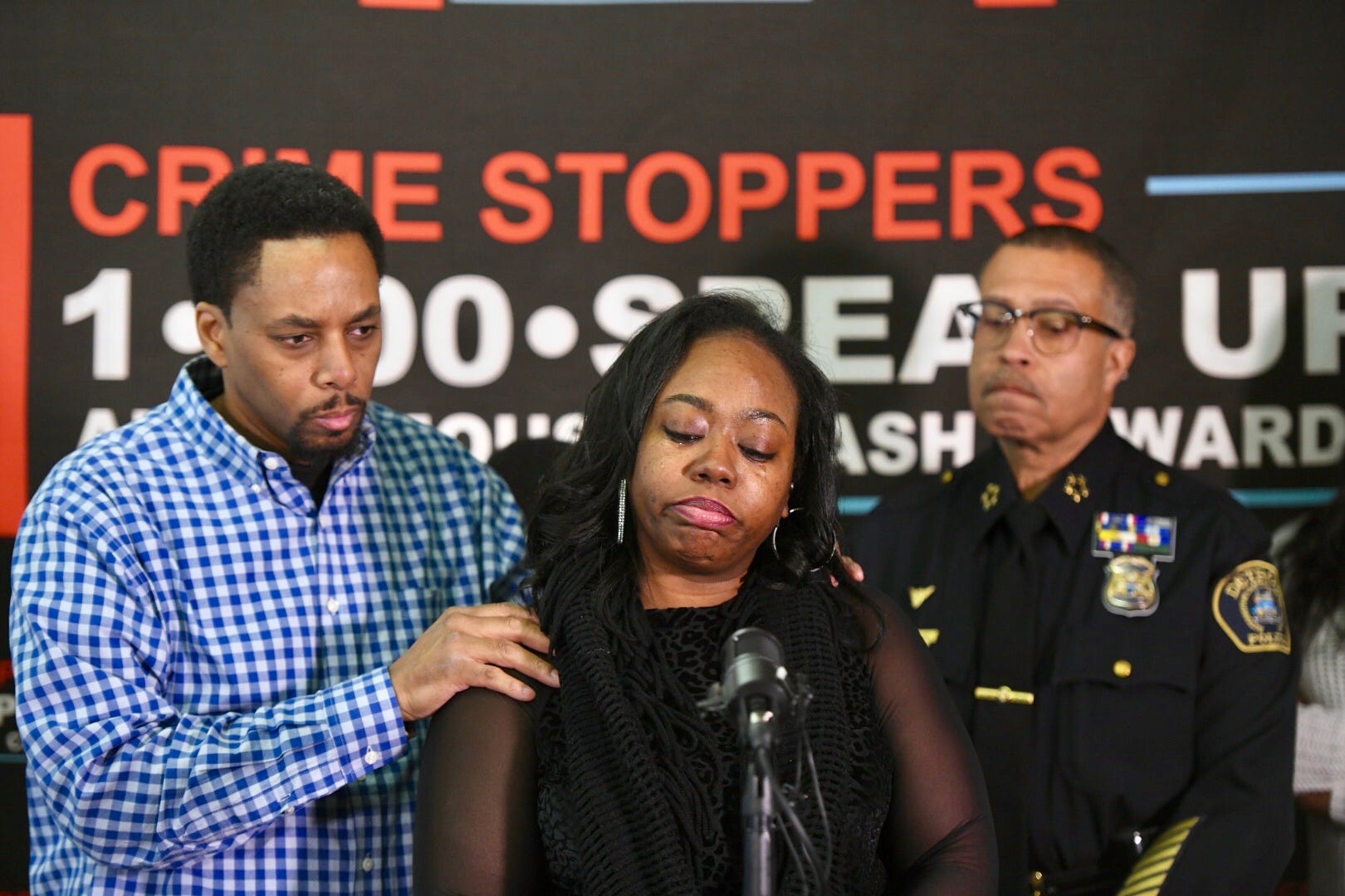 Richard Miller and Tomika Whitley talk about their son, 3-year-old Christian Miller,  during a press conference at Crime Stoppers of Michigan in Southfield, Monday. Christian was killed in a drive-by shooting.