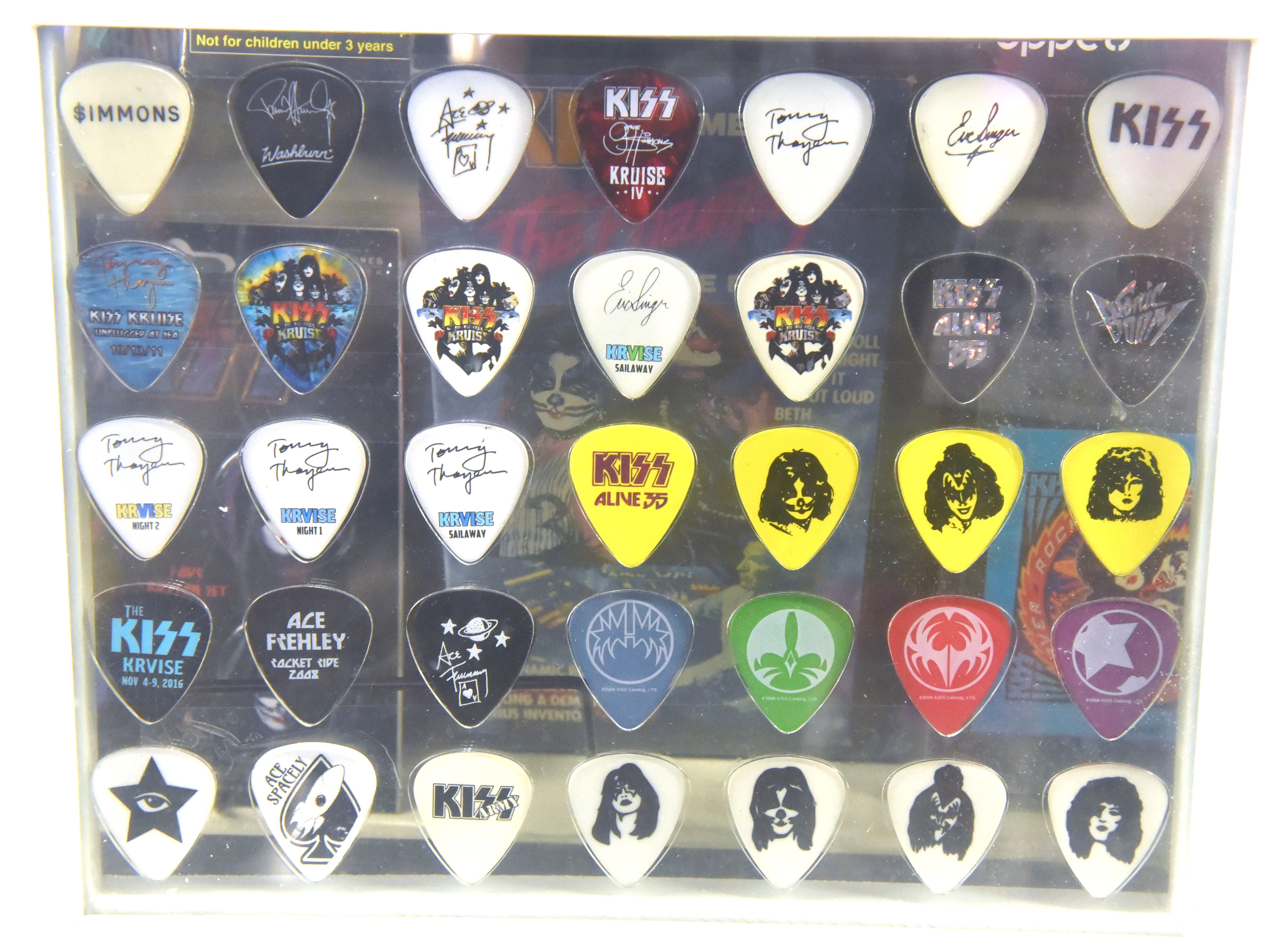 This is a KISS guitar pick collection.