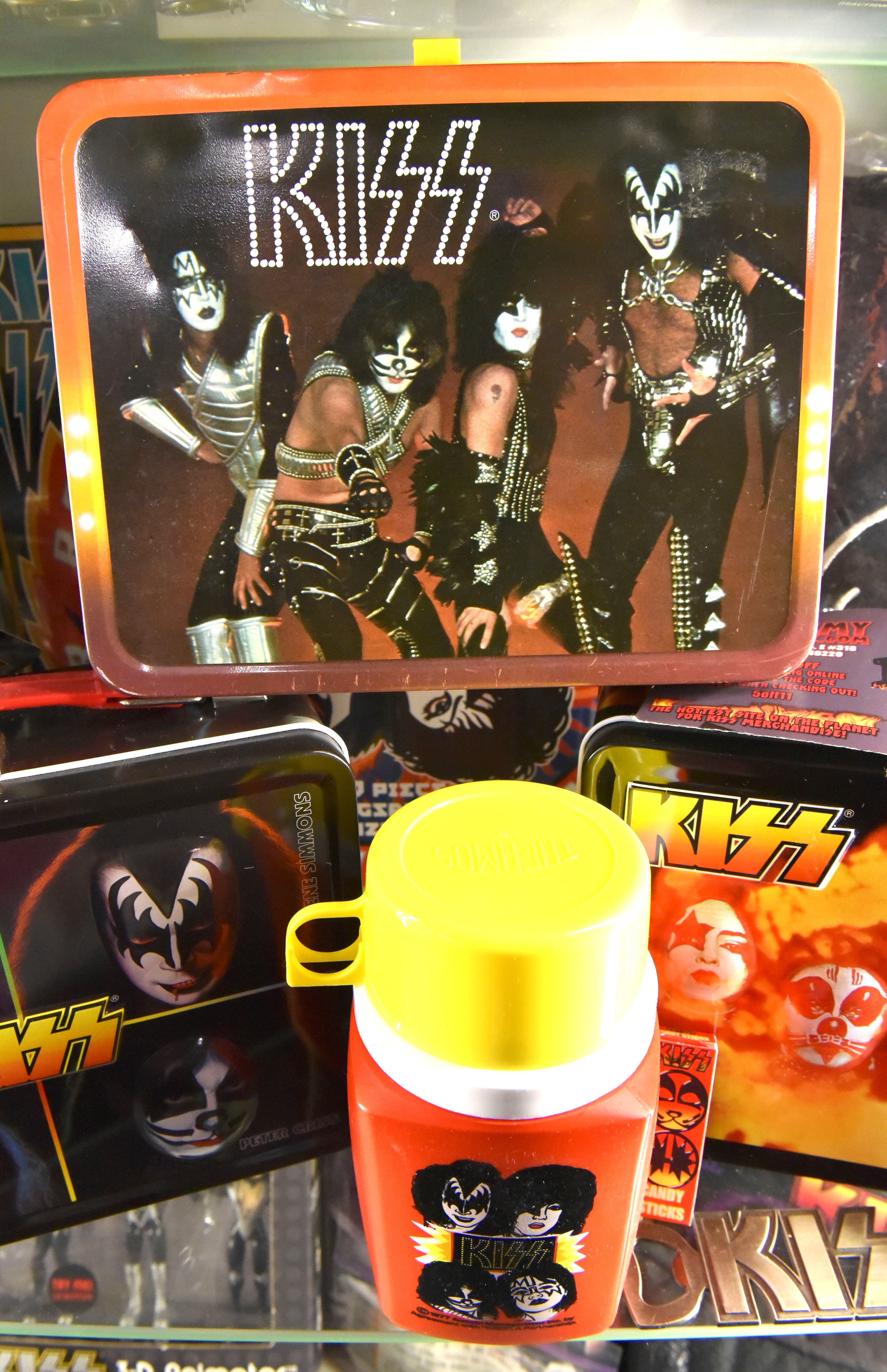This is an original KISS lunch box with a thermos from the early 1970s.