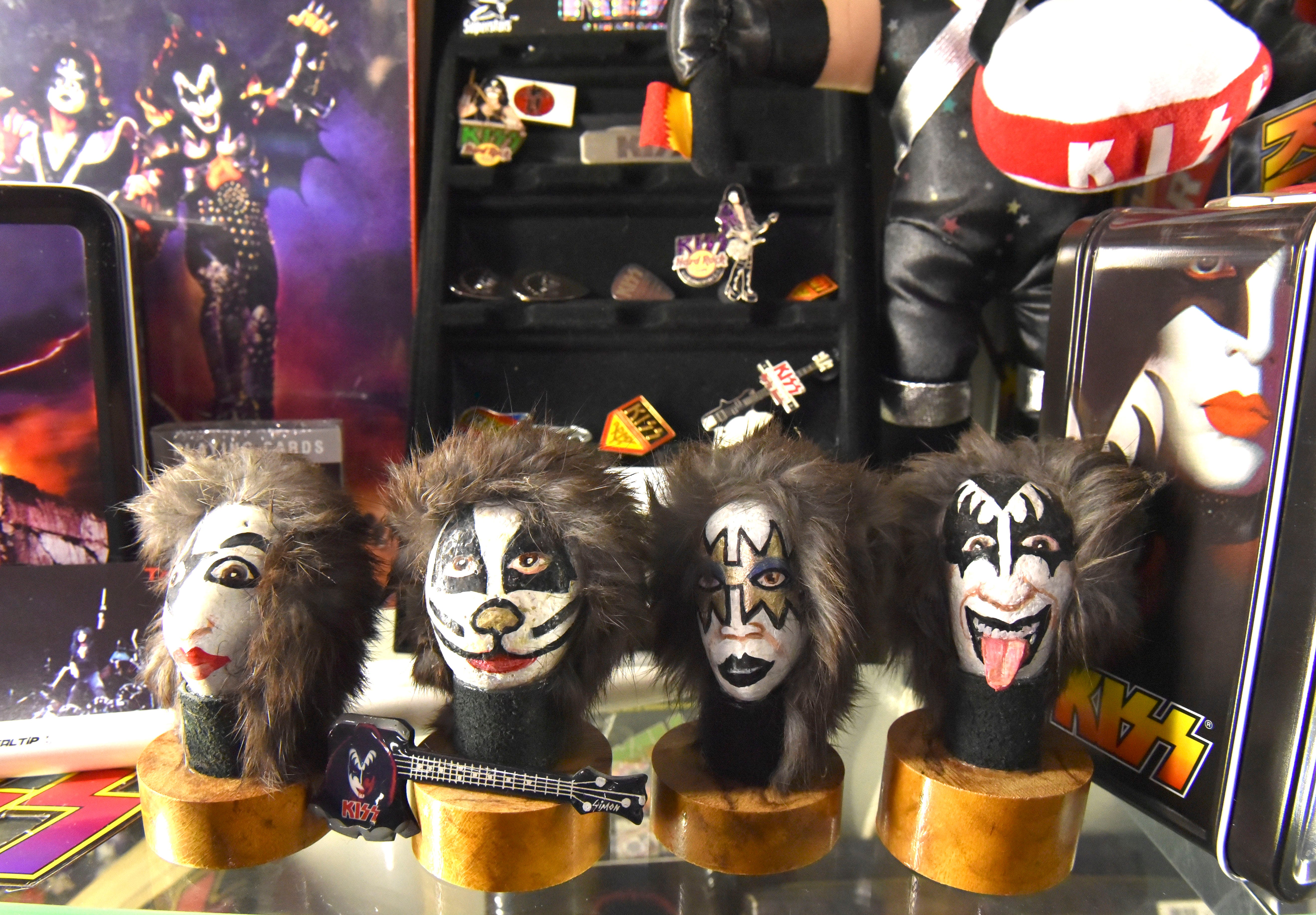 This is one of Terry's most prized possessions: rocks with the band members faces painted on them, which Terry bought from another Michigan KISS collector.