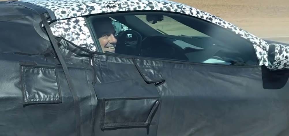 Spied in the new Corvette C8: GM President Mark Reuss, who can't help but grin.
