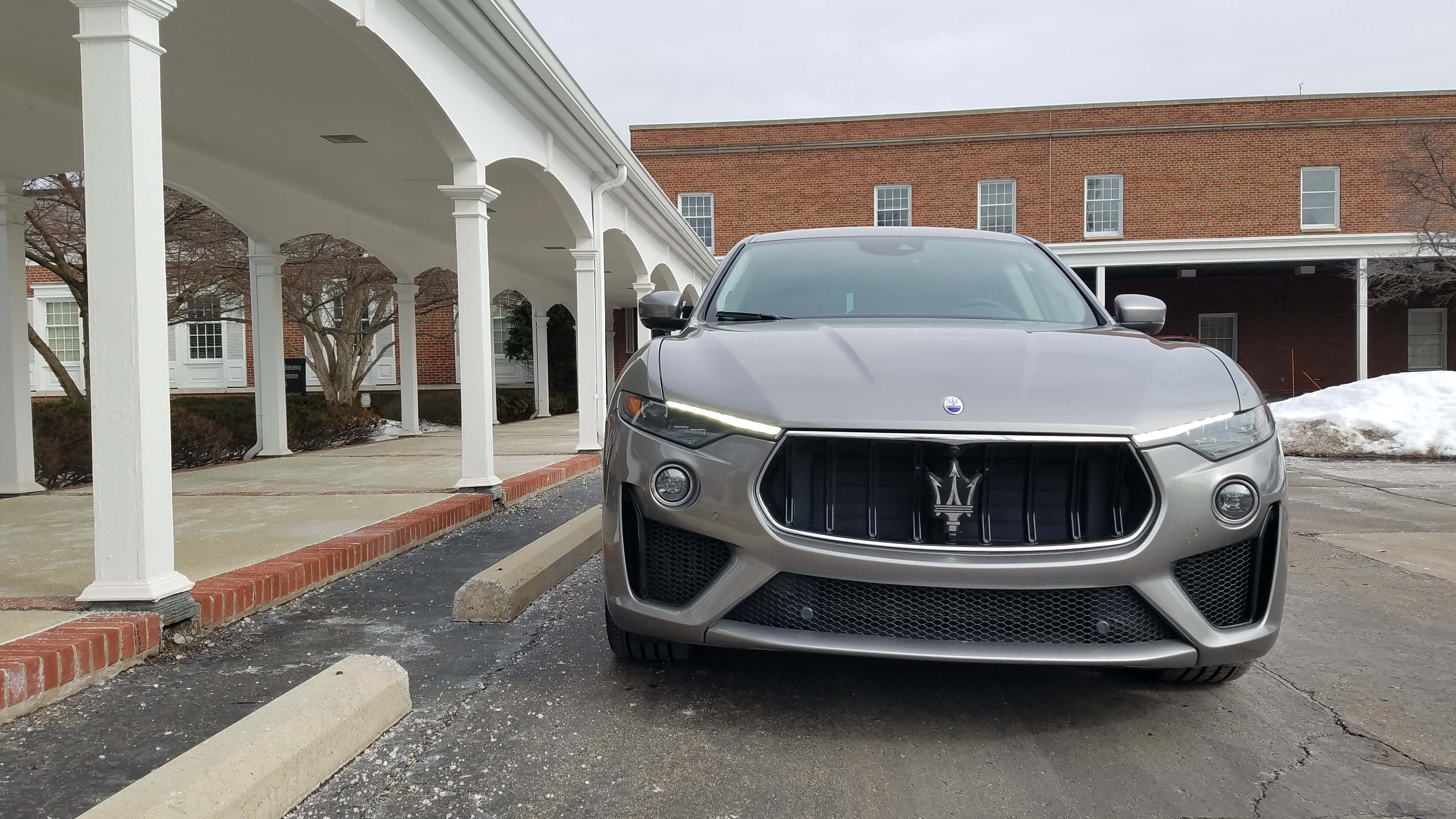 Trident. Side gills. Big grille. Yes, the Maserati Levante GTS ute is unmistakably a Maserati in the rear-view mirror.