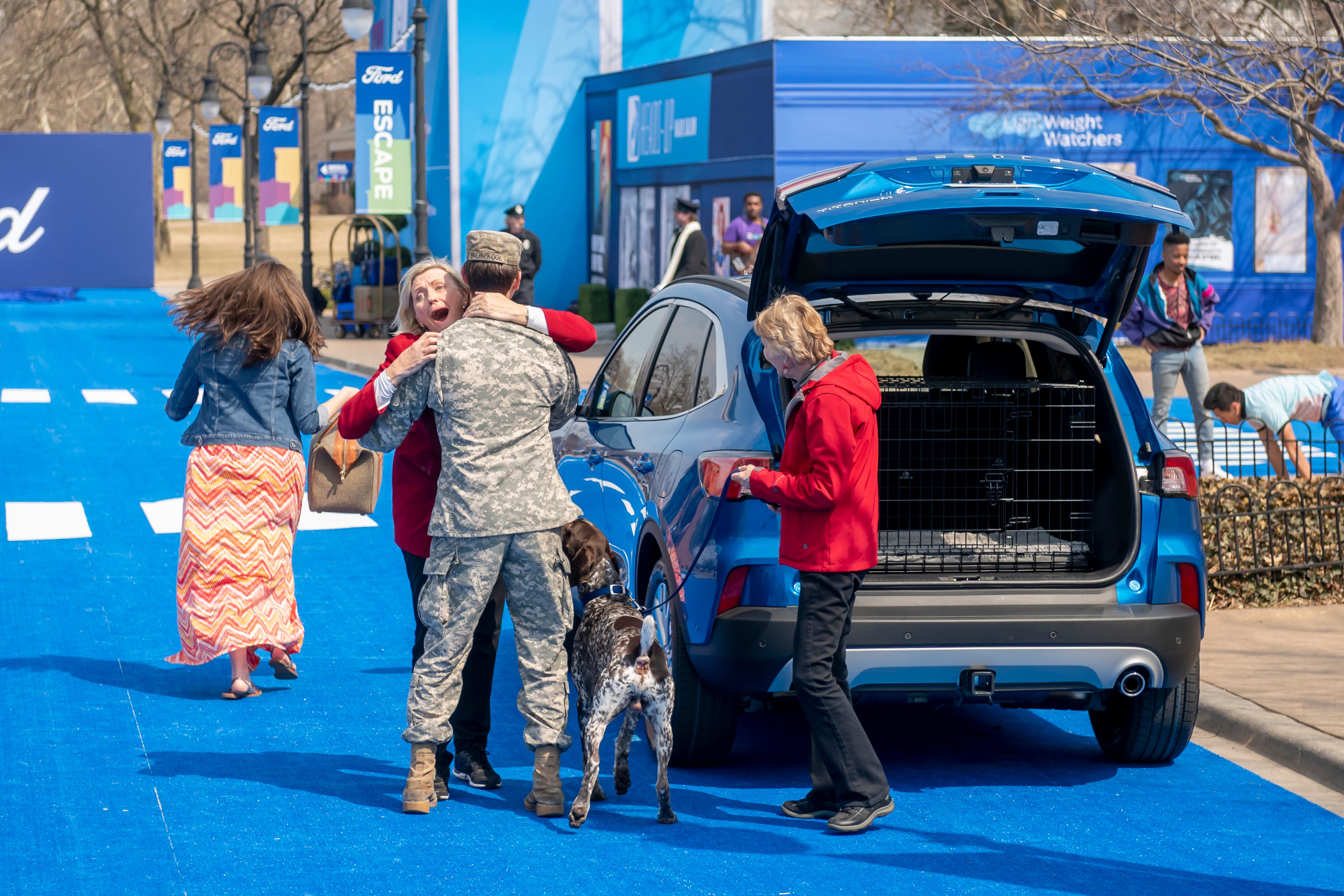 Actors participate in the reveal of the 2020 Ford Escape during a live performance at Greenfield Village. The actors simulated potentially real scenarios from everyday living.