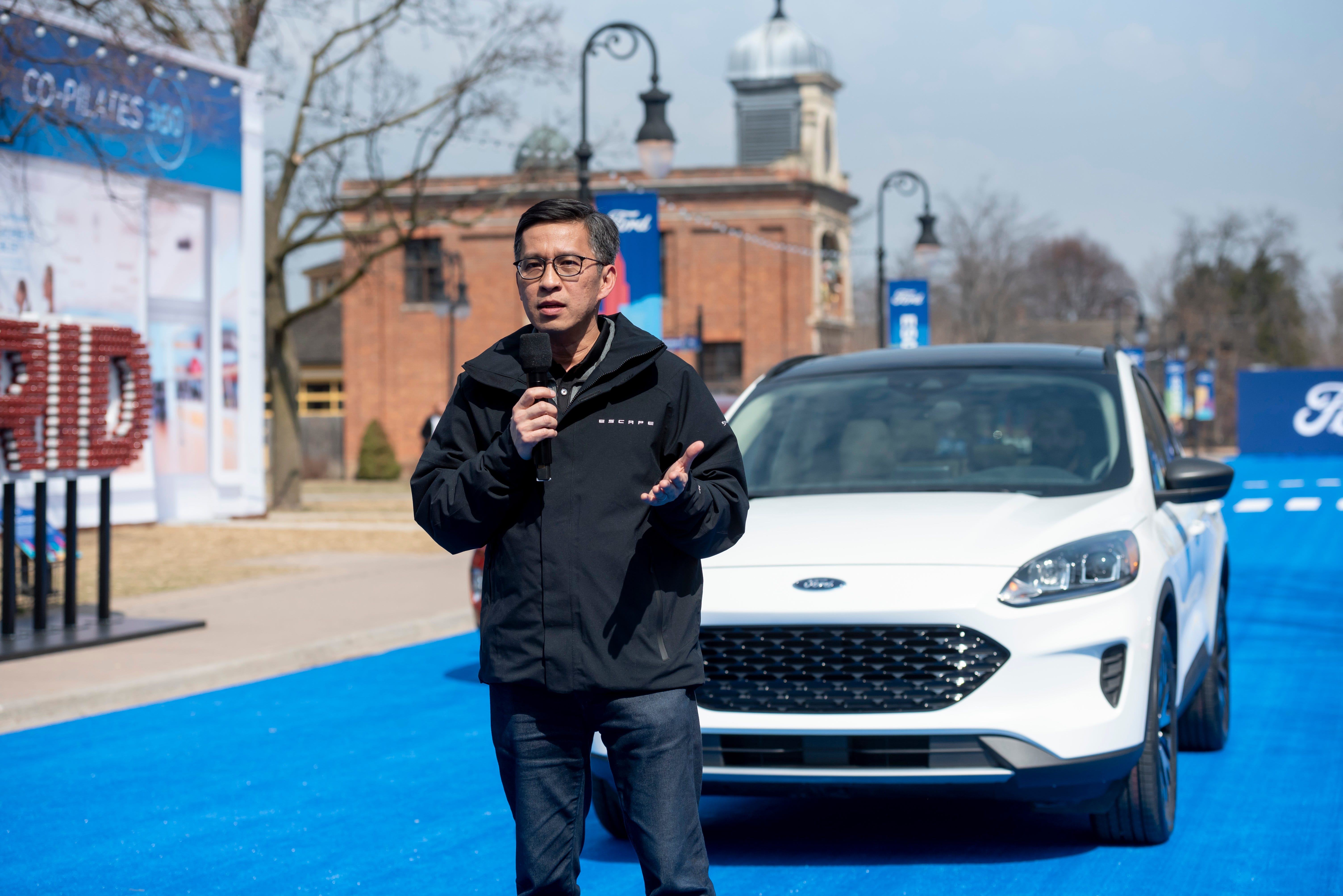 Hau Thai-Tang, Ford's executive vice president of product development and purchasing, speaks during the reveal of the 2020 Ford Escape at Greenfield Village.