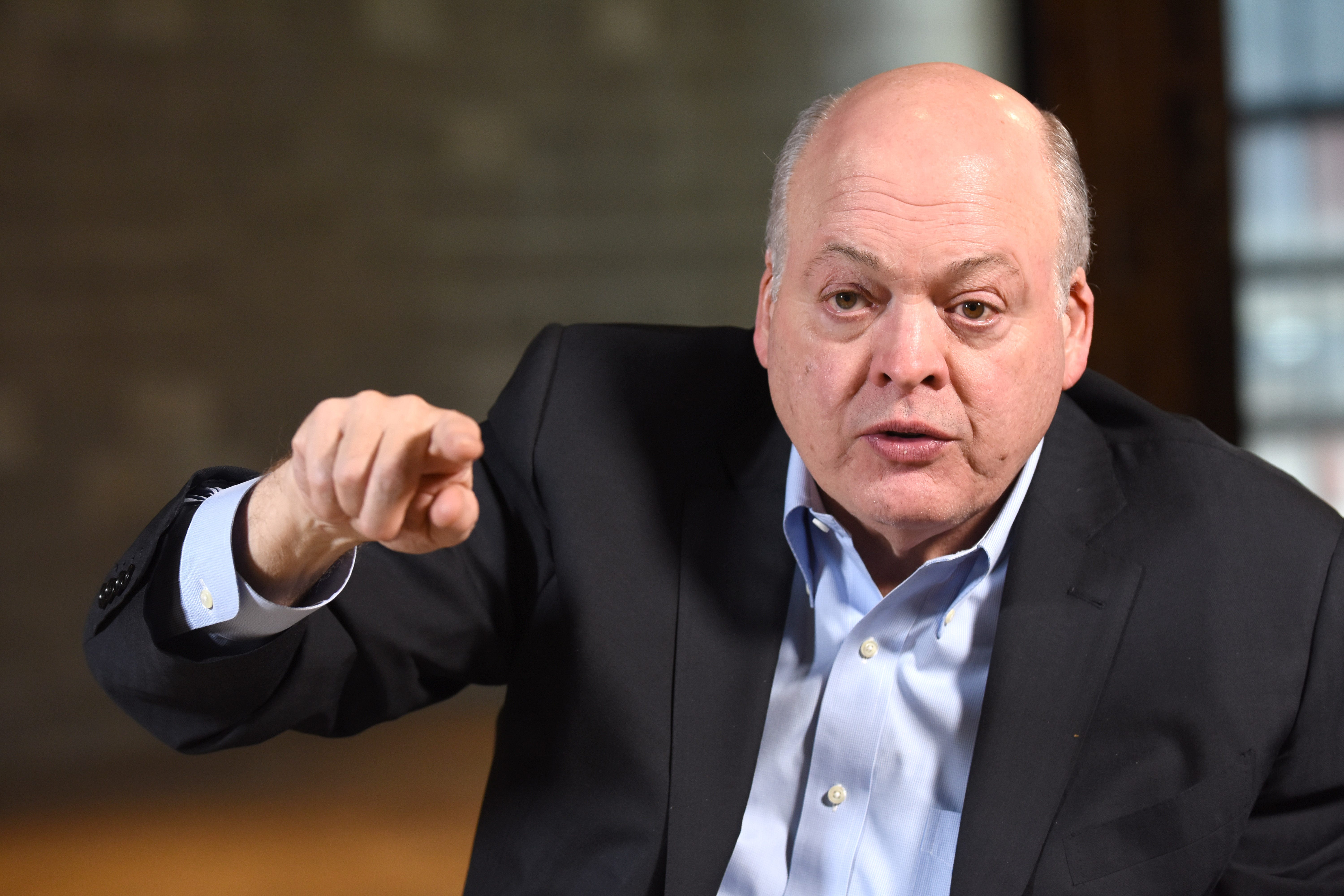 Ford CEO Jim Hackett speaks about his time at the company, how he feels his business plan is shaking out, and what he expects over the next year during an interview at Ford's The Factory at Corktown.