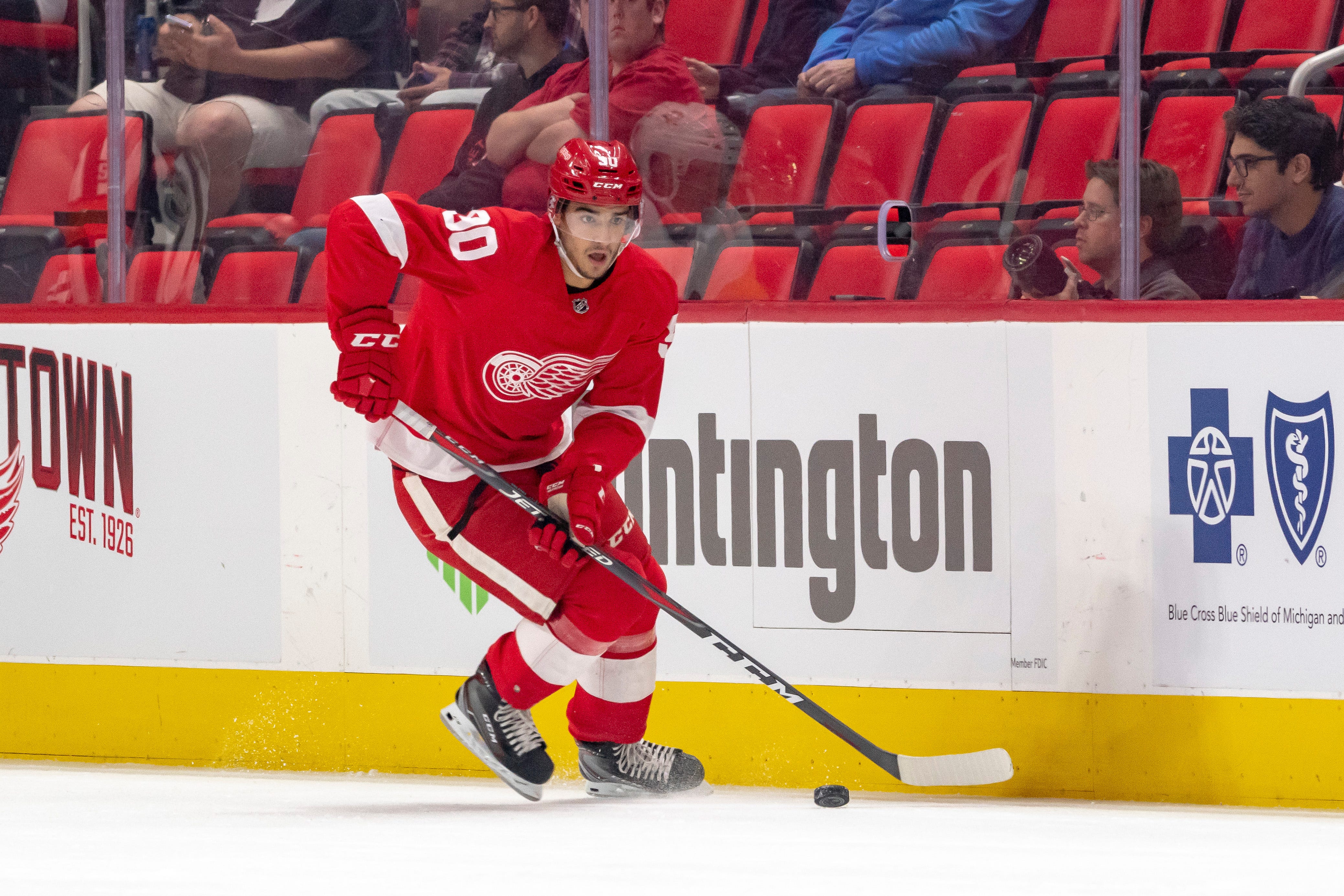 11. Joe Veleno, center. A 2018 first-round draft pick, Veleno was a revelation in training camp, then had an outstanding junior season. The Wings wanted Veleno to become a focused two-way player and he did so, his defensive game becoming a major factor. Veleno is expected to turn pro this summer, and while he appears destined for Grand Rapids, there’s a long-shot chance he could make the NHL roster.