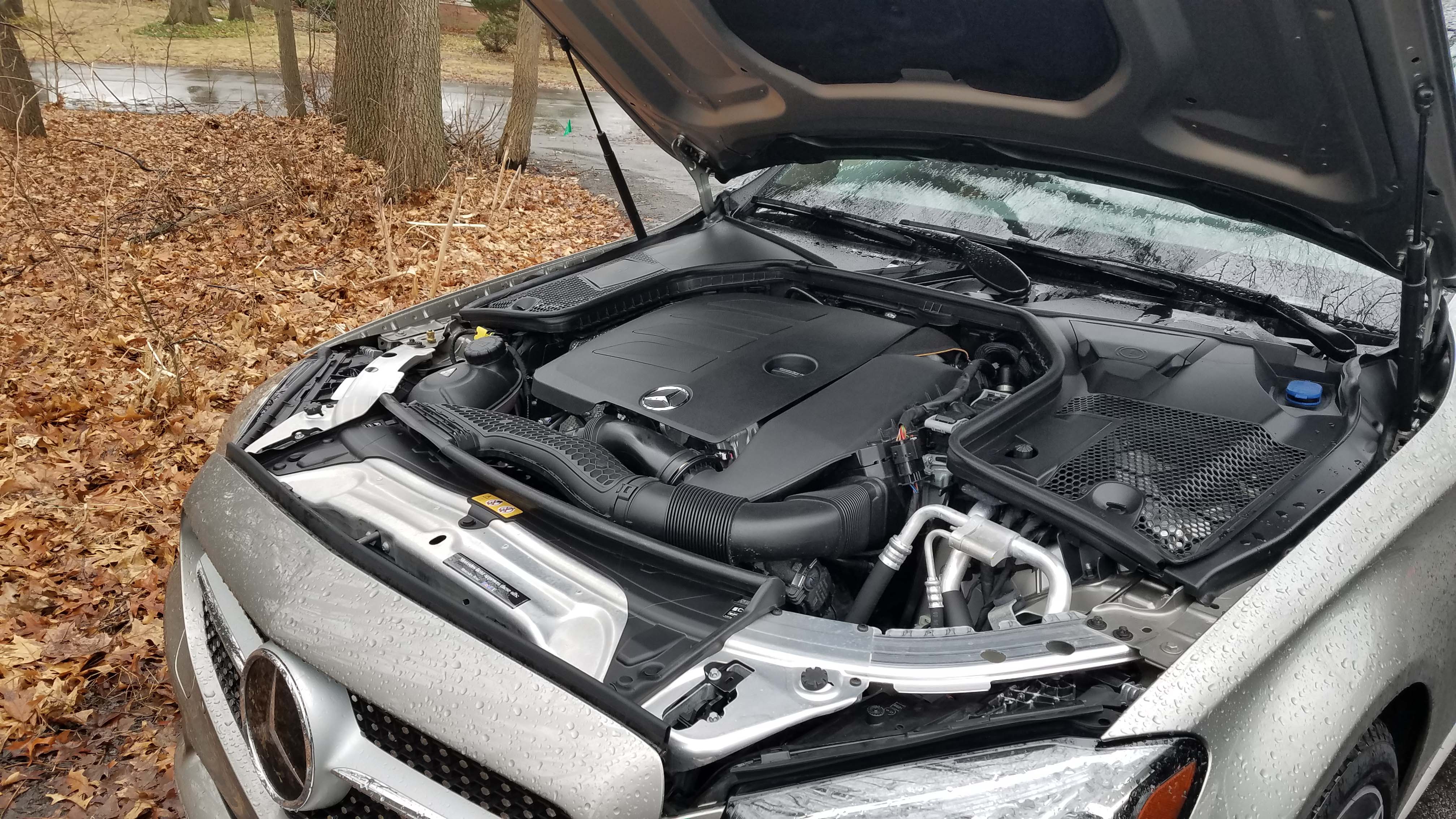 Under the front hood of the 2019 Mercedes C300 is a 2.0-liter, turbo-4 engine connected to a smooth, 9-speed auto tranny.