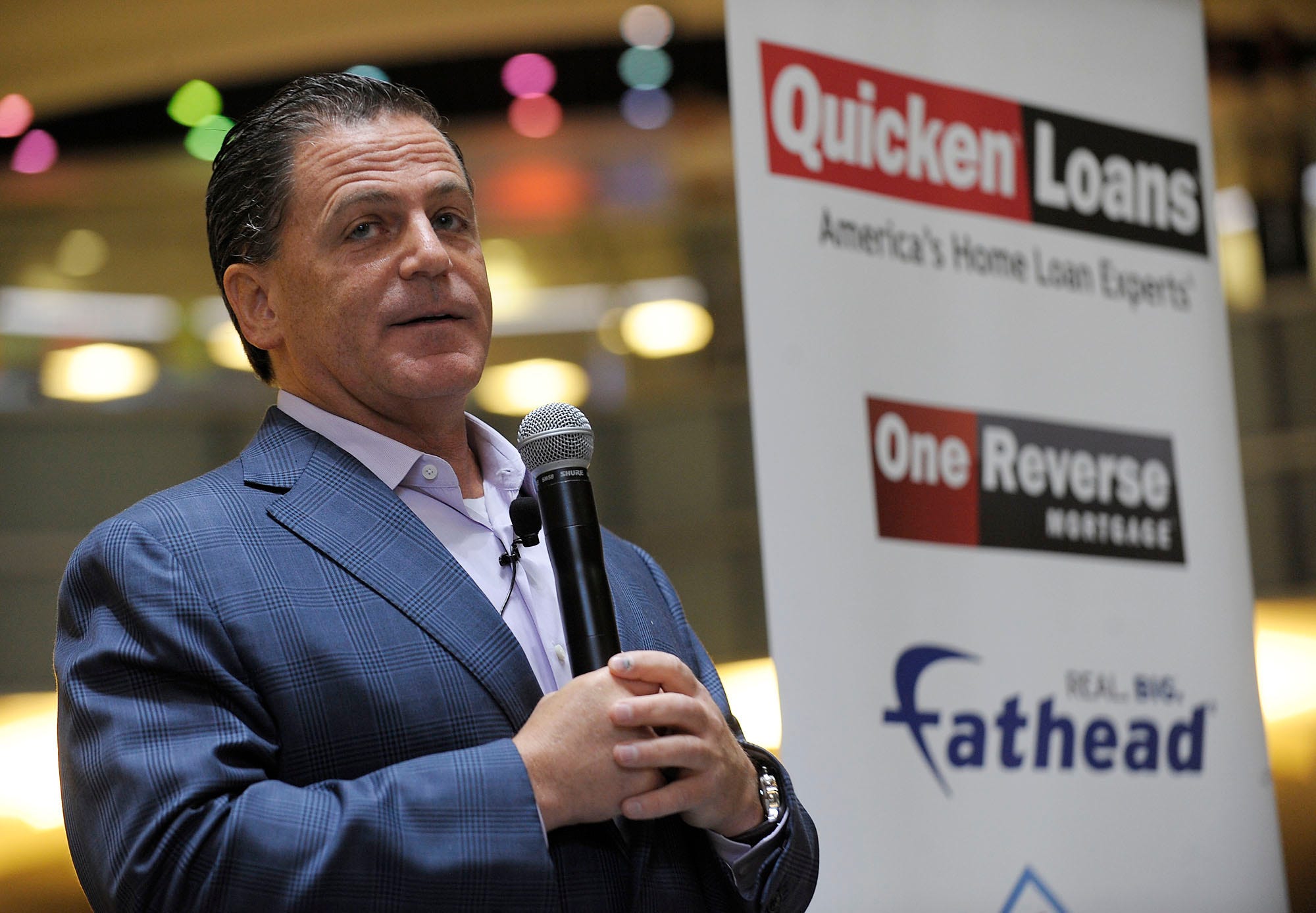 Dan Gilbert, founder and chairman of Quicken Loans, addresses his employees during a press conference on the first day of Quicken Loan's new downtown headquarters in four floors of the Compuware building. August 16, 2010.