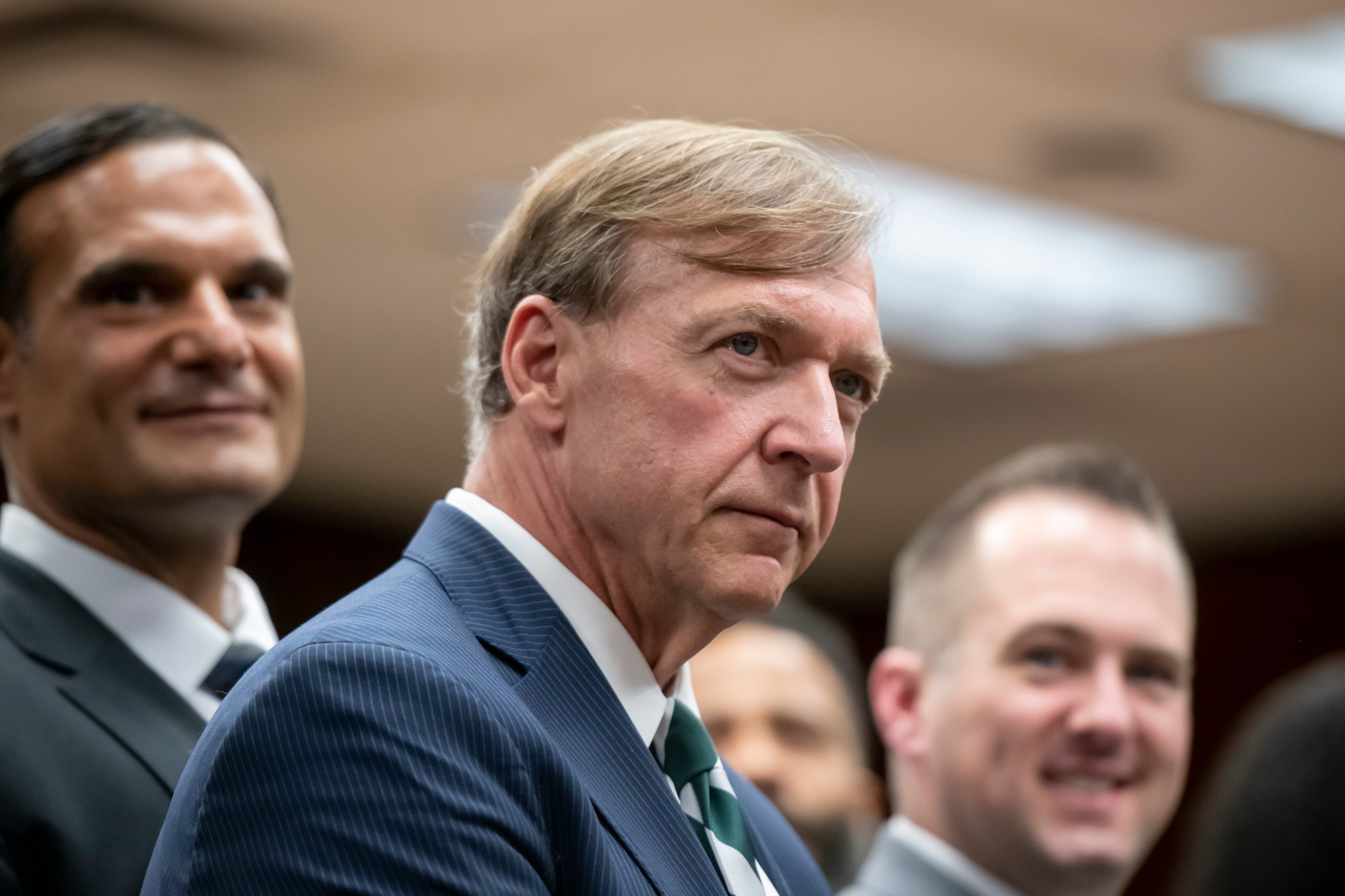 Samuel Stanley Jr. participates in a question and answer session after being named Michigan State University's 21st president, May 28, 2019.