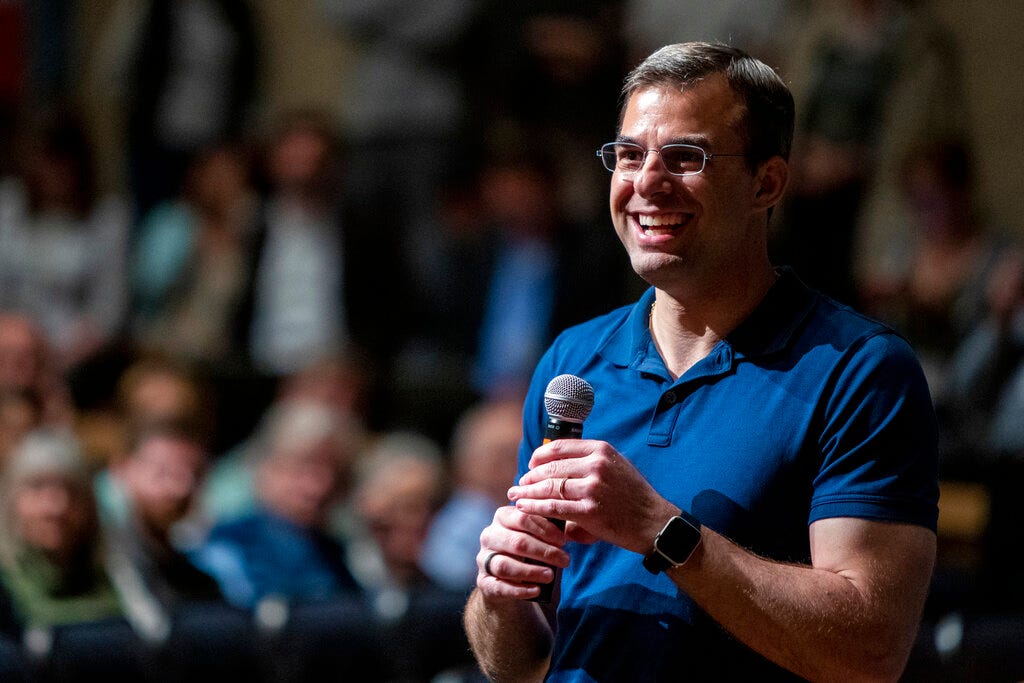 U.S. Rep. Justin Amash, R-Cascade Township, holds a town hall meeting at Grand Rapids Christian High School's DeVos Center for Arts and Worship on Tuesday, May 28, 2019. The congressman came under scrutiny May 18 when he posted a series of Tweets to outline his support for impeachment proceedings.