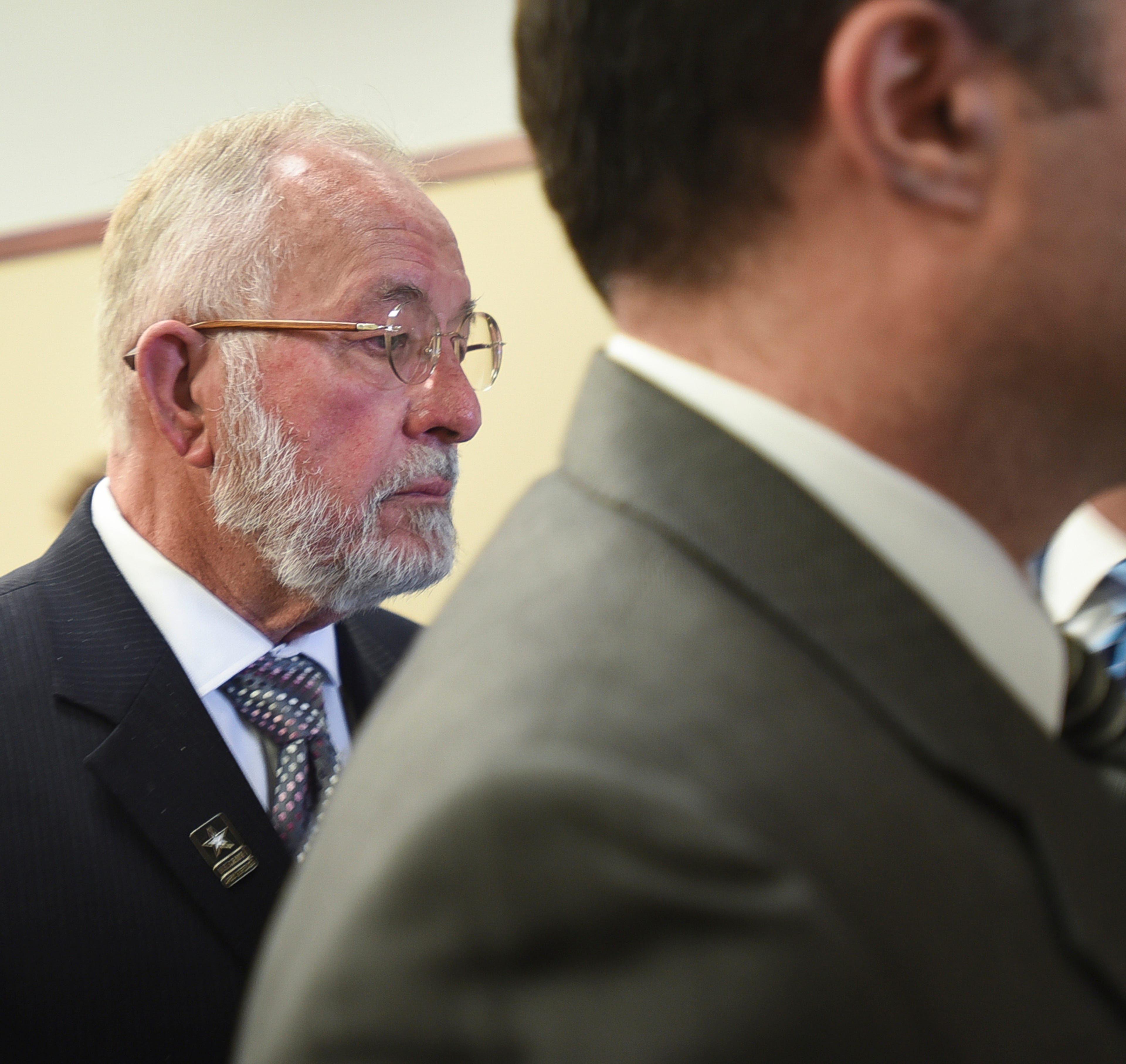 William Strampel, former dean at the College of Osteopathic Medicine at Michigan State University, leaves Ingham County Circuit Court after a jury found him guilty of misconduct in office and two charges of willful neglect of duty, Wednesday, June 12, 2019, at Veterans Memorial Courthouse in Lansing, Mich.  Strampel, 71, had been accused of abusing his power to sexually proposition and harass female students and not enforcing patient restrictions imposed on Larry Nassar following a 2014 complaint. Jurors found him not guilty of felony criminal sexual conduct in the second degree, a charge that could have sent him to prison for up to 15 years for grabbing the buttocks of at least one student.