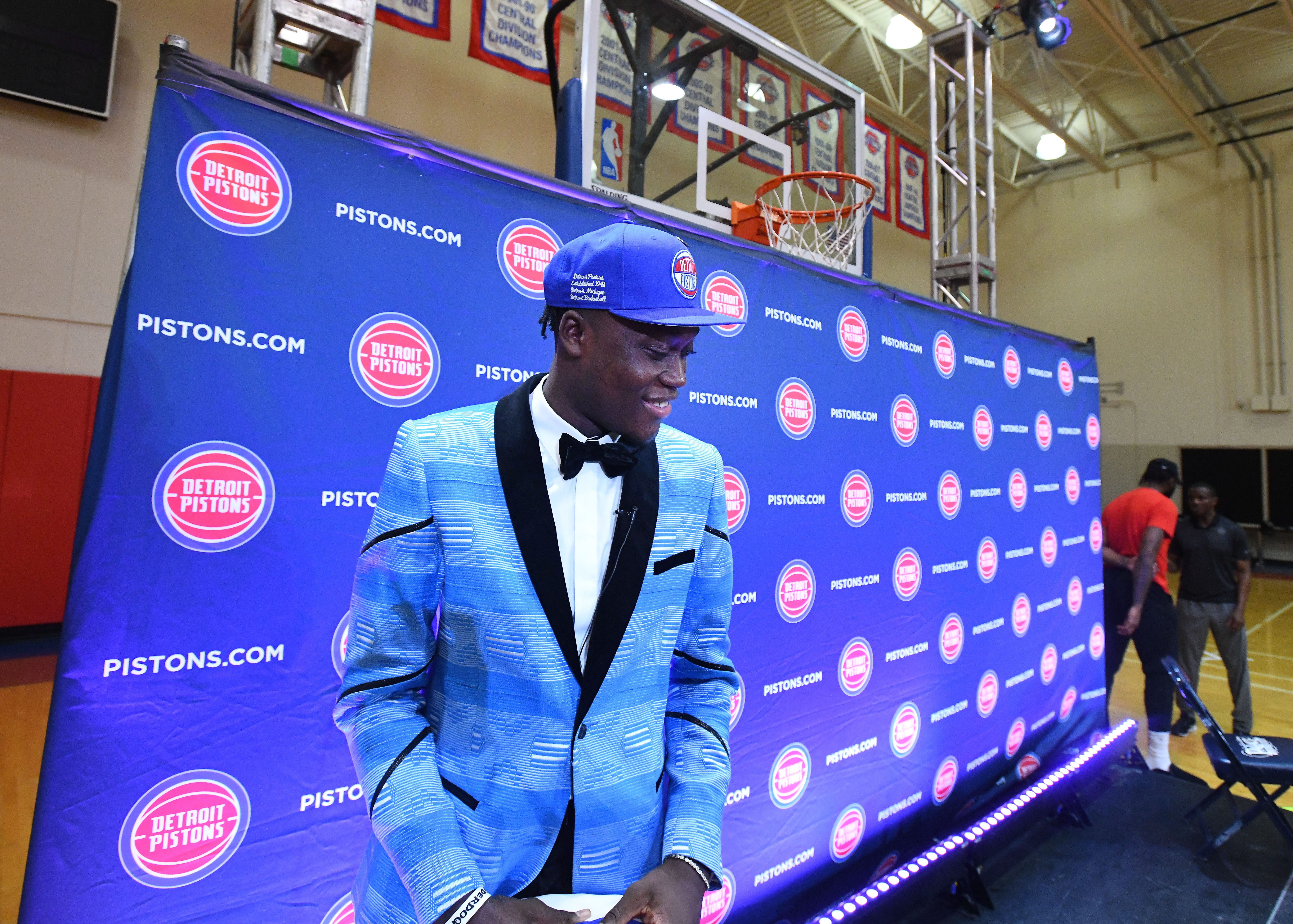 Pistons first round draft pick Sekou Doubouya after the introductory press conference.