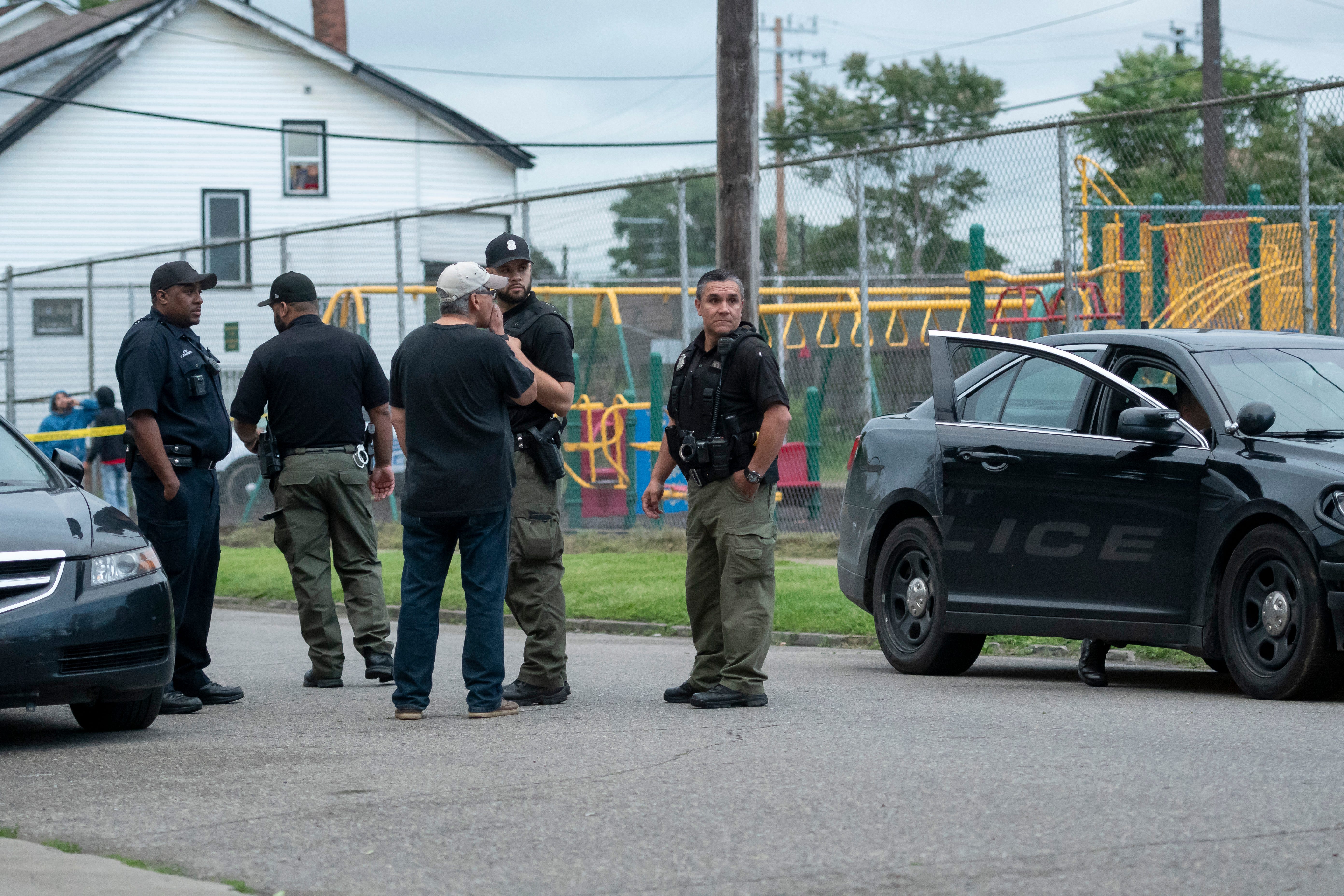Detroit police investigate a shooting on the 2400 block of Honorah, in Detroit, June 20, 2019. The attempted robbery on the city's southwest side left the suspect dead and a 15-year-old seriously injured.