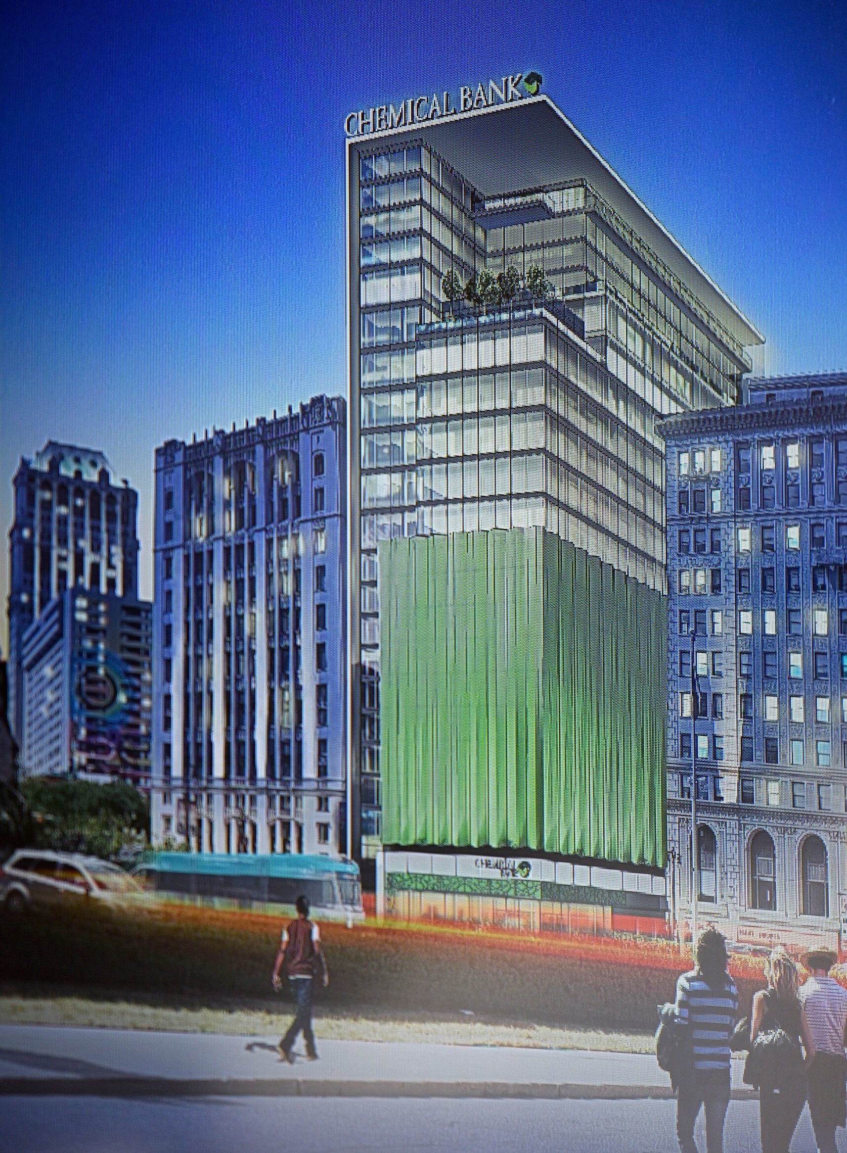The project to build Chemical Financial Corp.'s new headquarters in downtown Detroit will receive nearly $30 million in incentives.  The incentives will go toward the creation of a $105 million 20-story, mixed-use building at Woodward Avenue and West Elizabeth Street, shown here in an artist rendering.