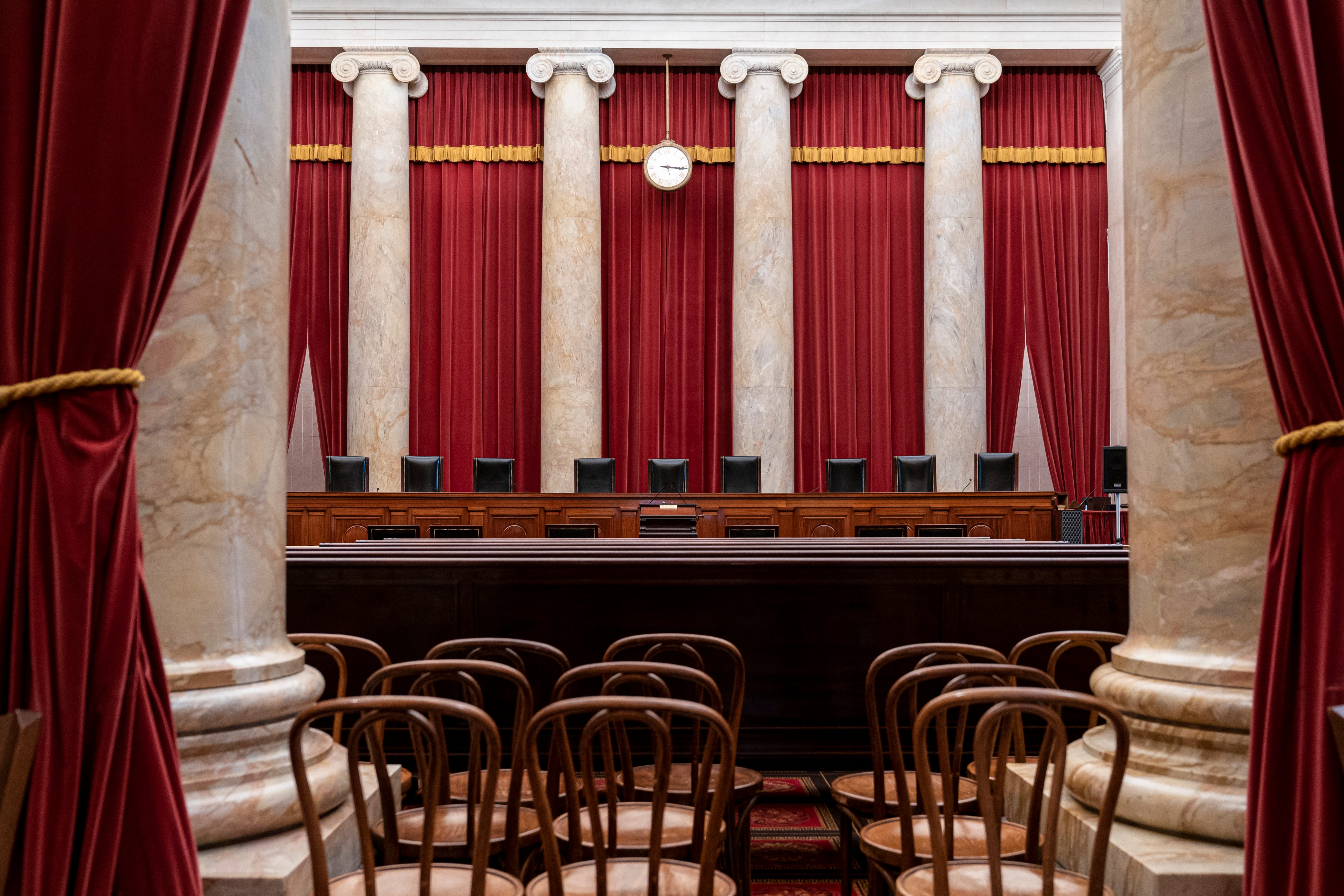 The empty courtroom is seen at the U.S. Supreme Court in Washington