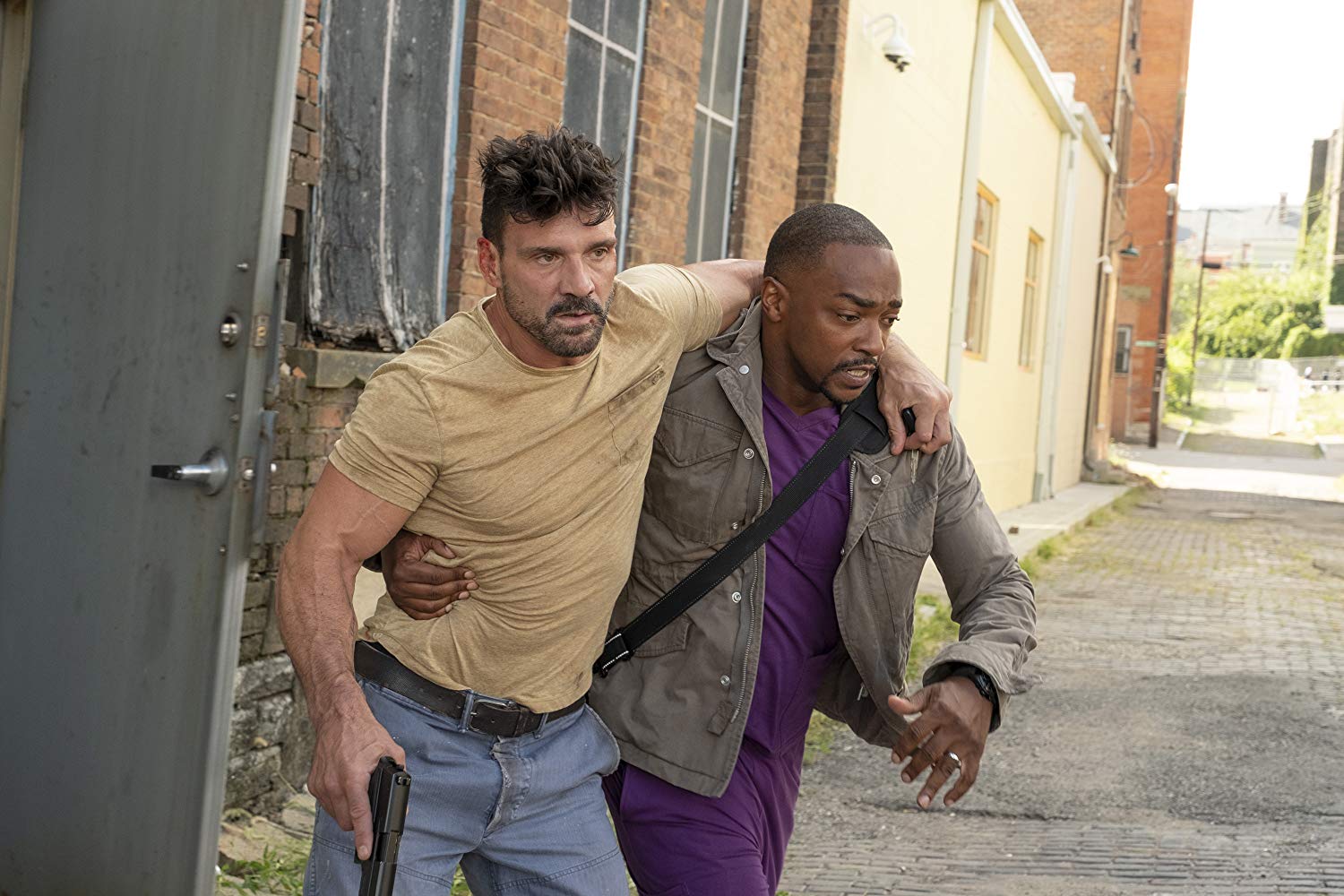 Frank Grillo and Anthony Mackie in "Point Blank."