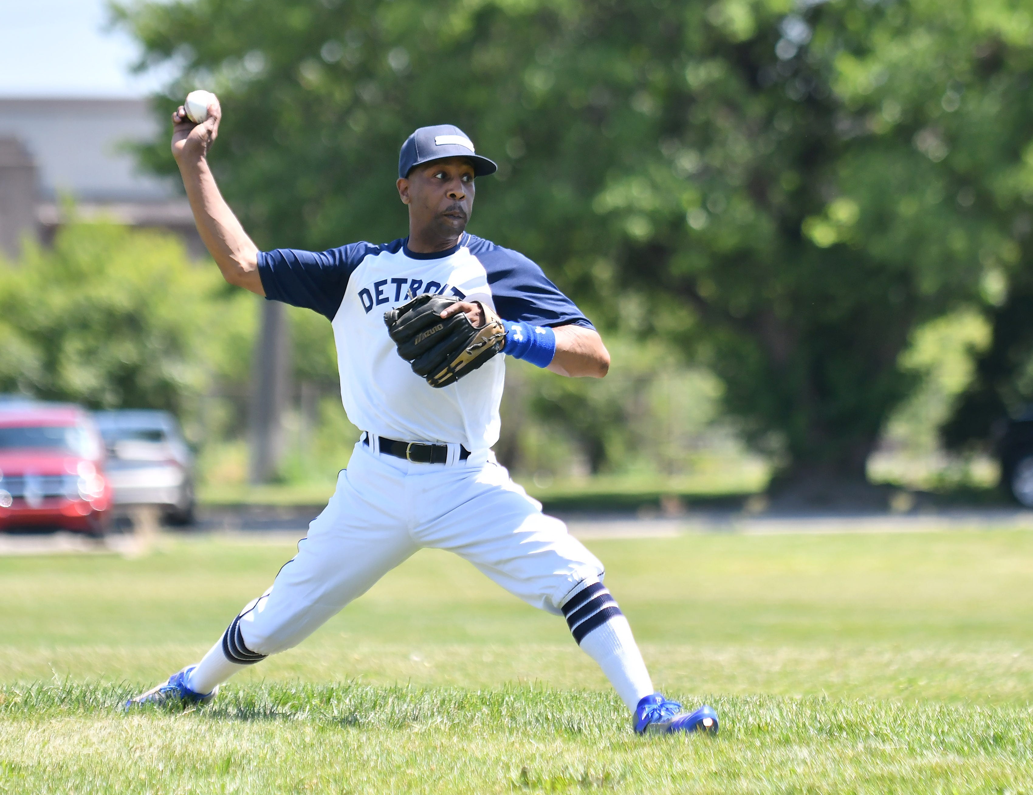 Nathan Moore of Detroit pitches for the Stars.