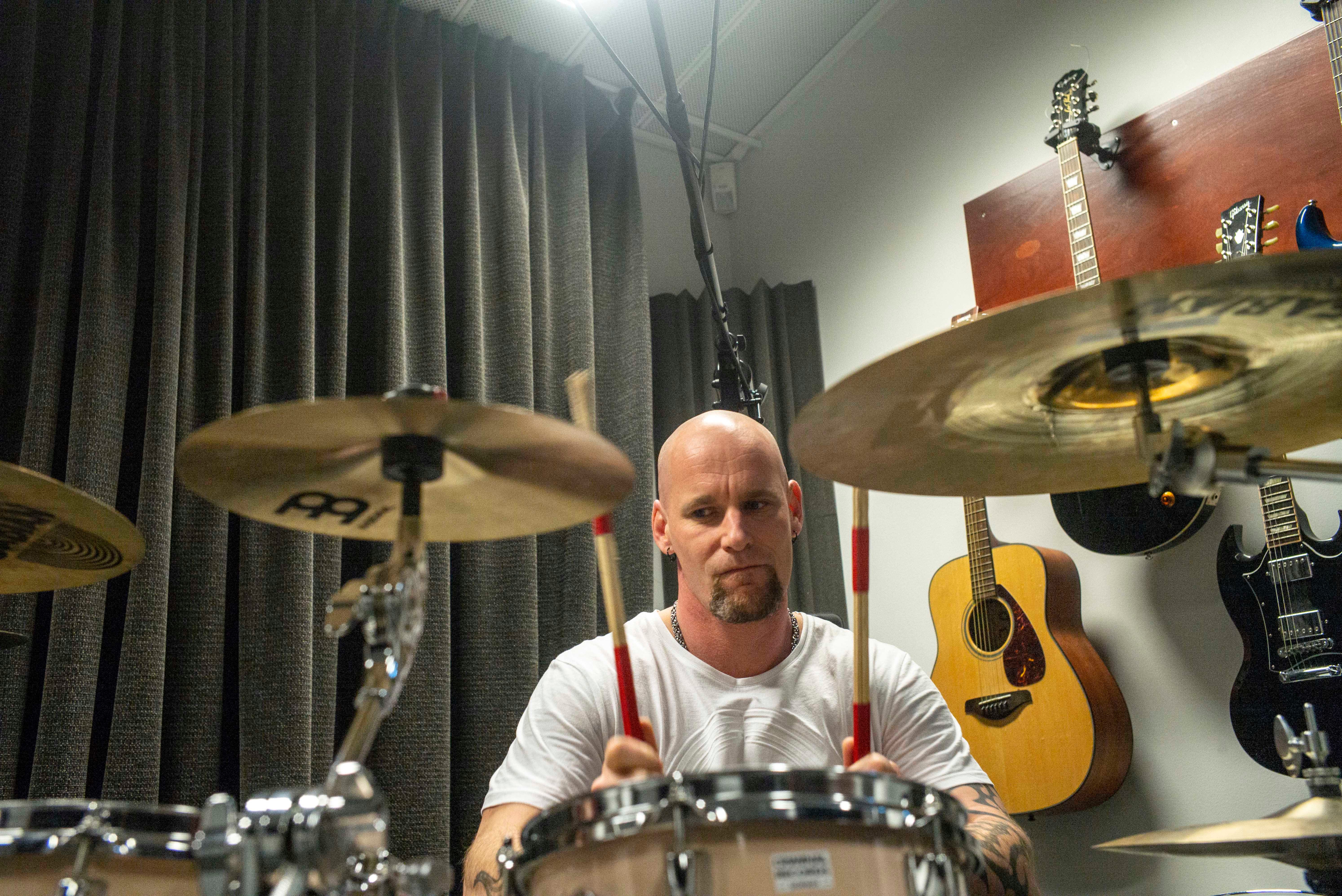 Inmate Mike, who didn ' t give his last name, plays the drums at Halden Prison in Norway. He ' s from the Netherlands and among 40% of Halden prisoners who come from foreign countries.