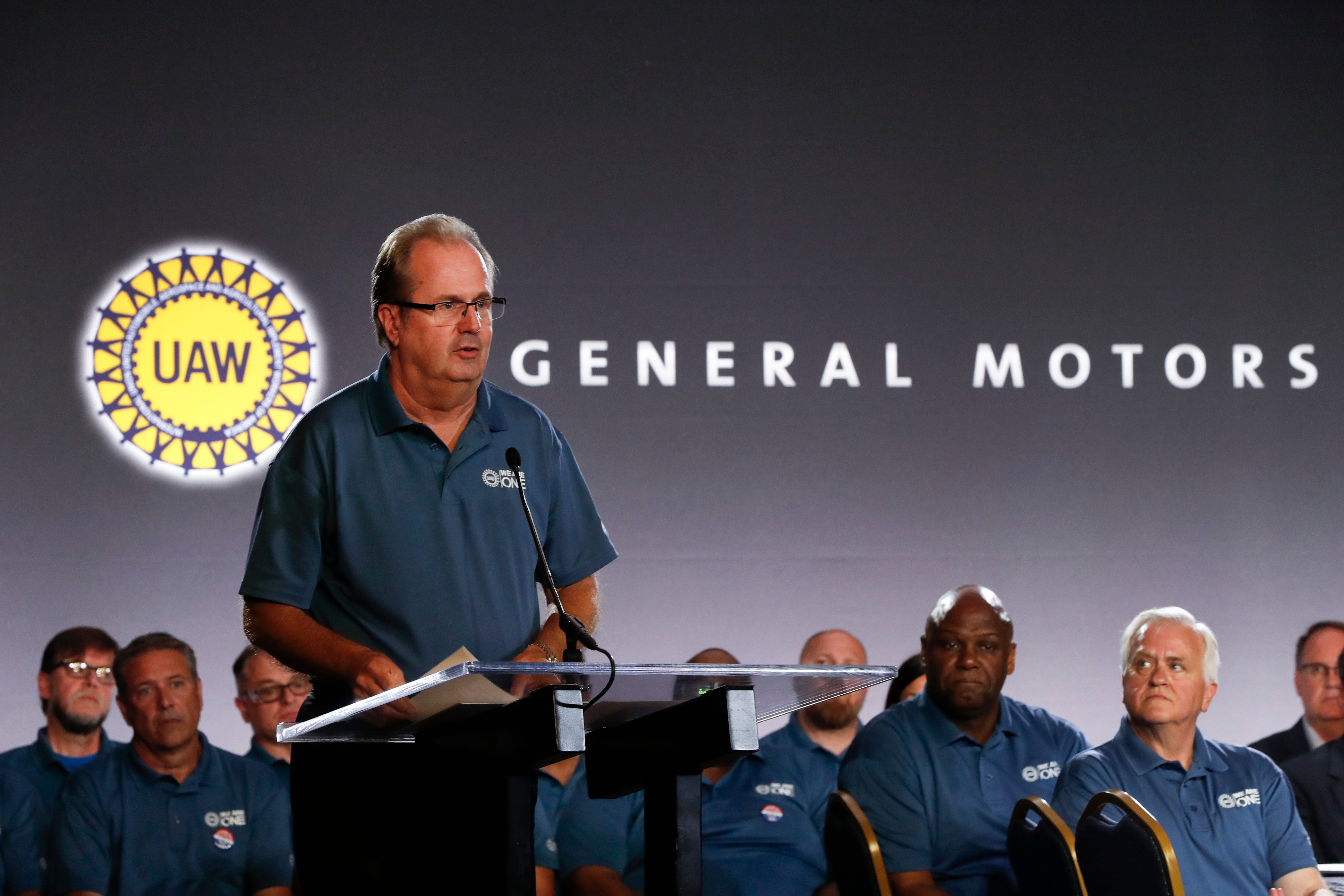 United Auto Workers President Gary Jones speaks during the opening of national contract talks with General Motors Co. in Detroit.