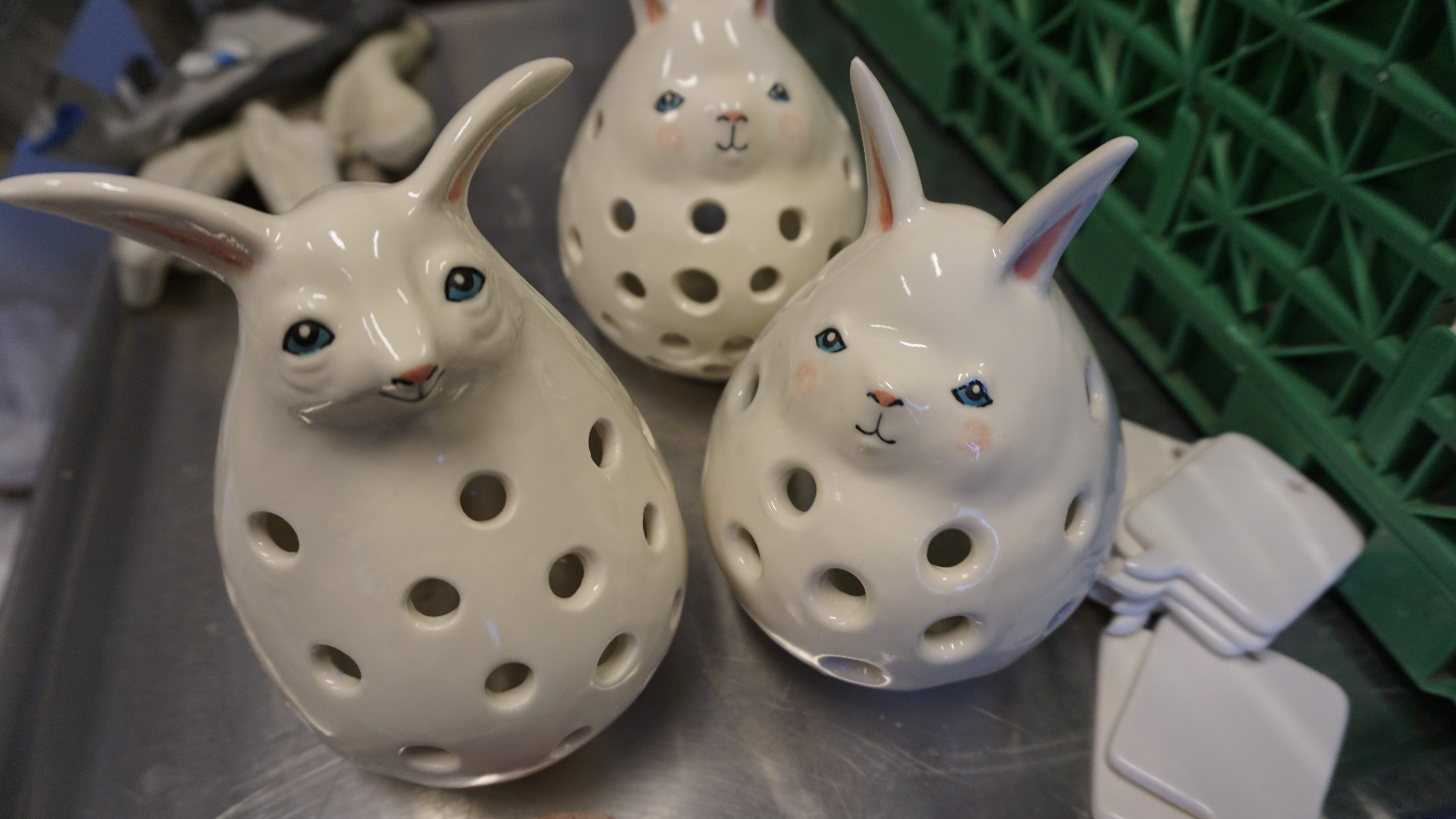 Bunnies created by inmates are seen in the ceramics studio at Halden Prison in Norway. Some of their creations are sold online, on a website designed and maintained by prisoners.