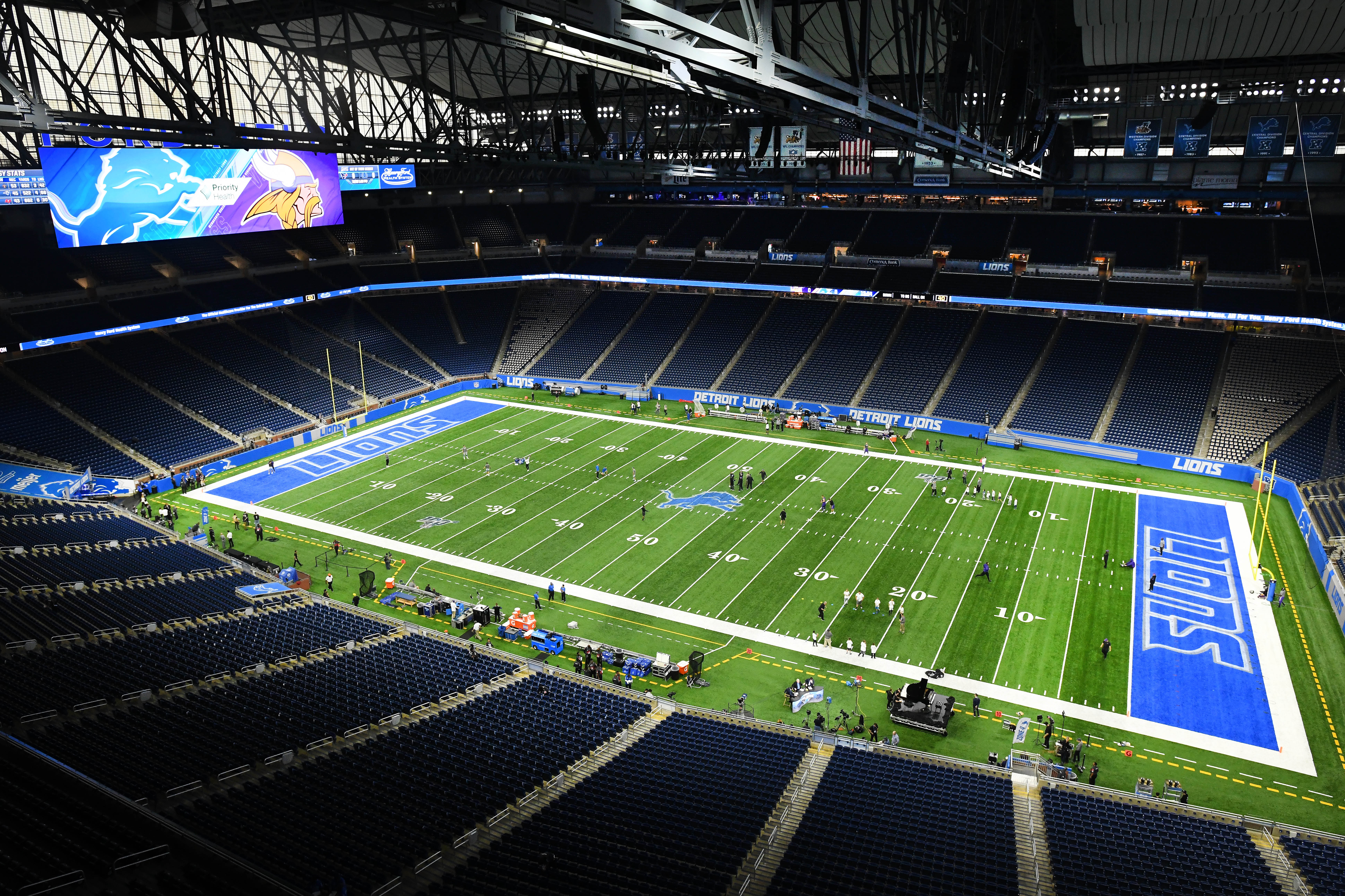 The field is quiet early Sunday morning as the Detroit Lions take on the Minnesota Vikings at Ford Field.