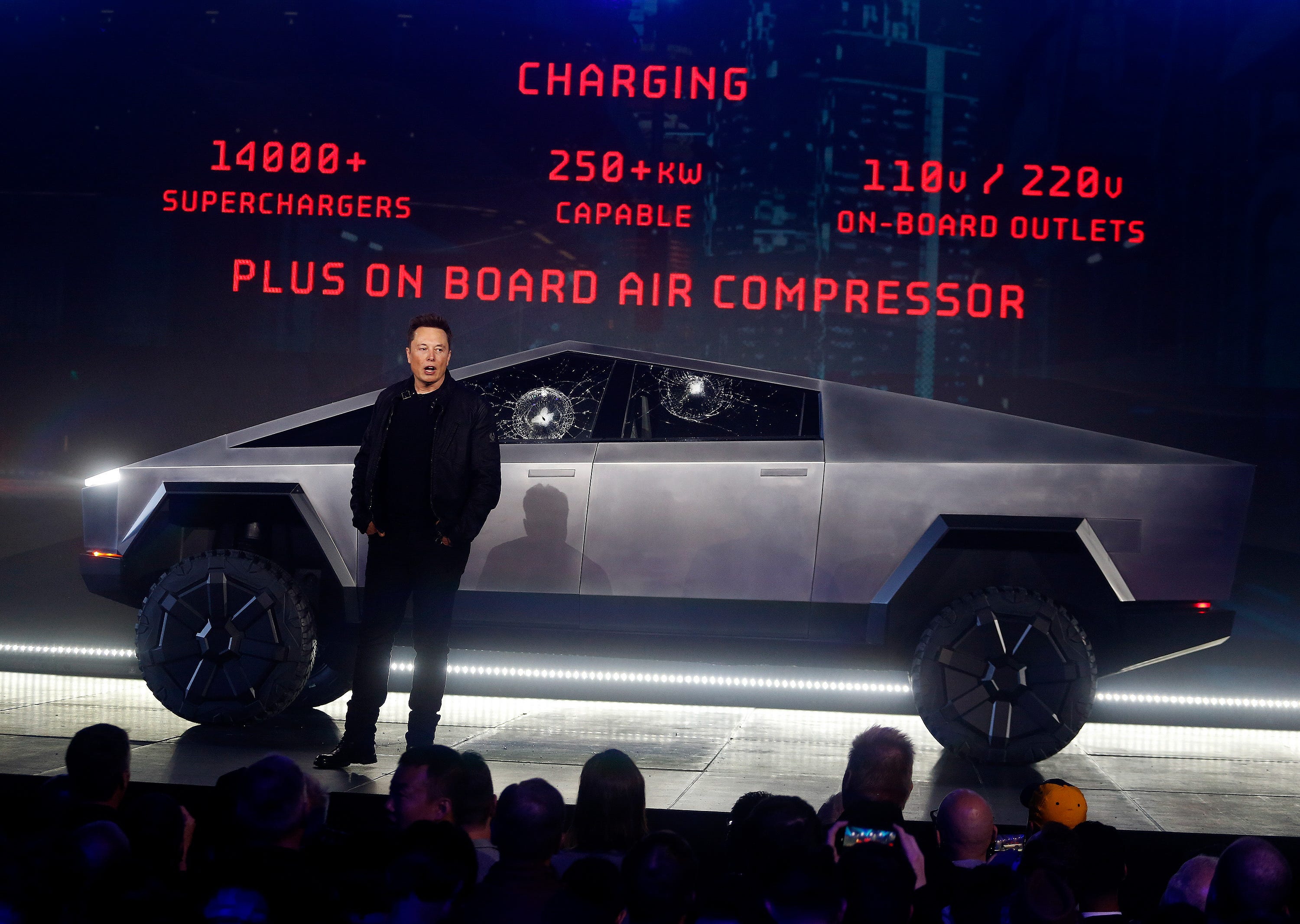 Tesla CEO Elon Musk introduces the Cybertruck.