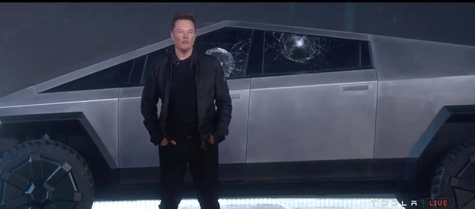 Tesla Cybertruck reveal. Armor glass breaks.